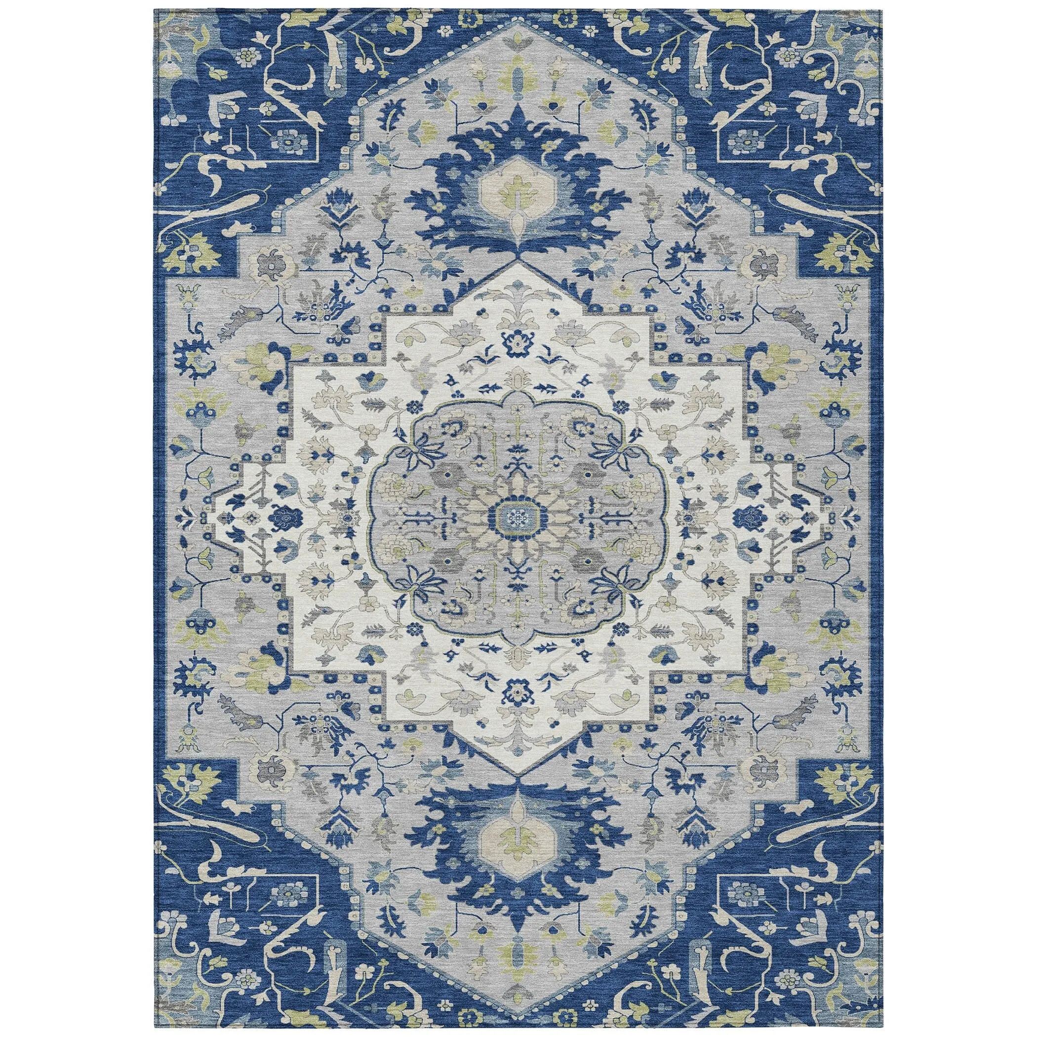 Machine Washable Indoor/ Outdoor Traditional Medallion Chantille Rug