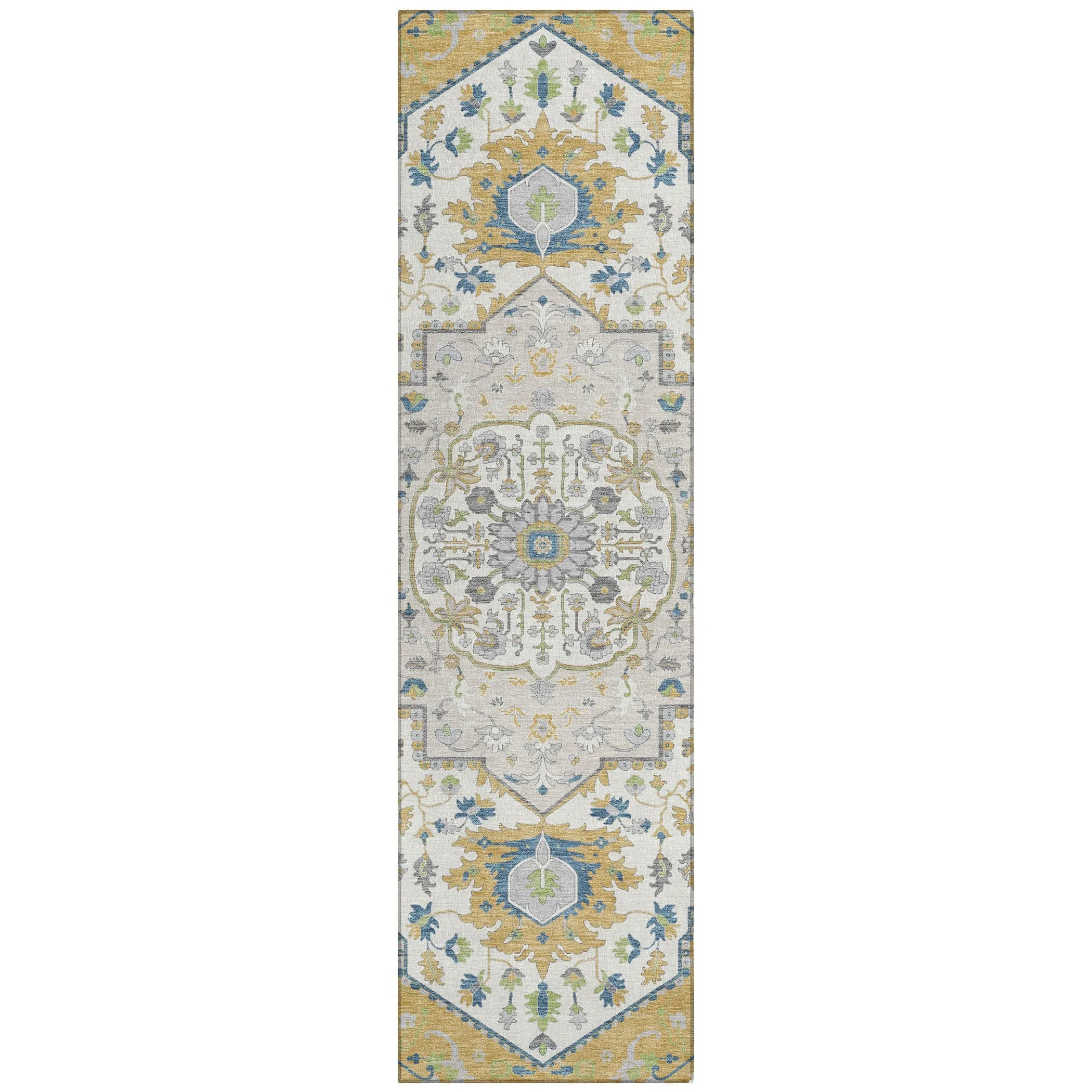 Machine Washable Indoor/ Outdoor Traditional Medallion Chantille Rug