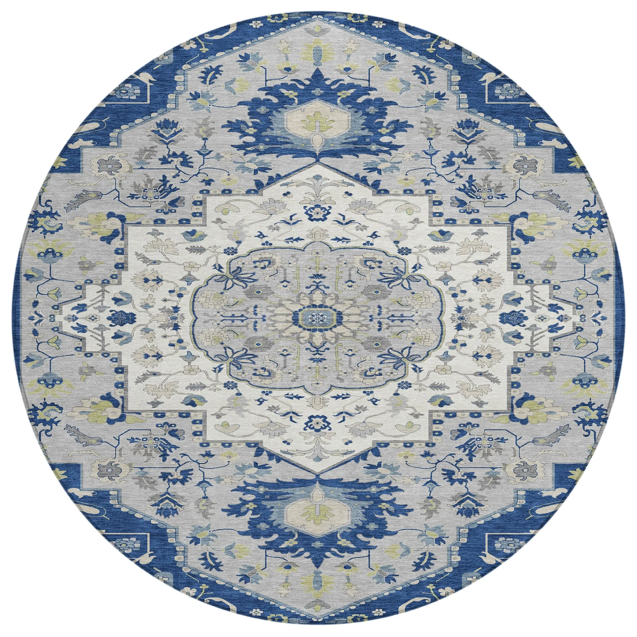 Machine Washable Indoor/ Outdoor Traditional Medallion Chantille Rug
