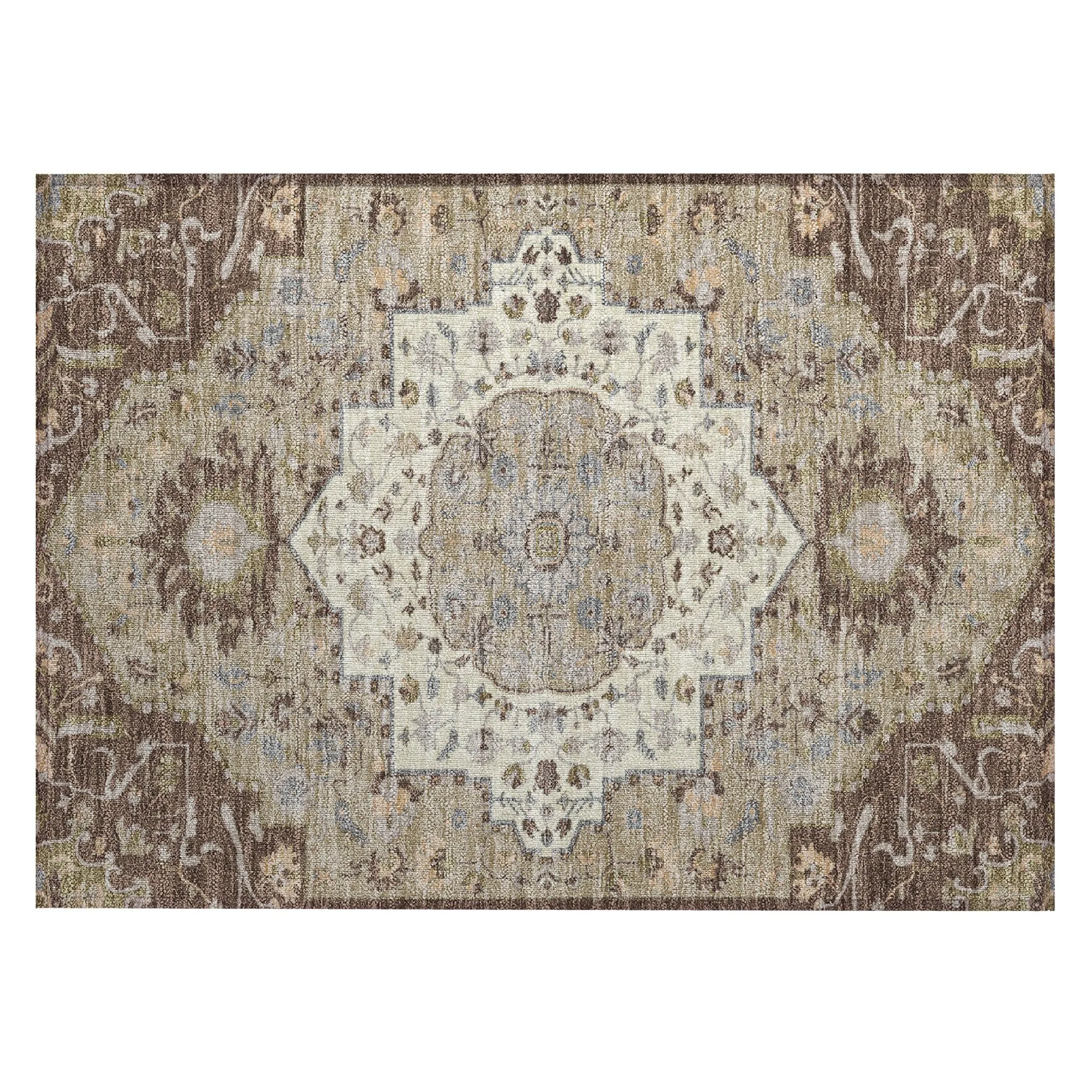 Machine Washable Indoor/ Outdoor Traditional Medallion Chantille Rug