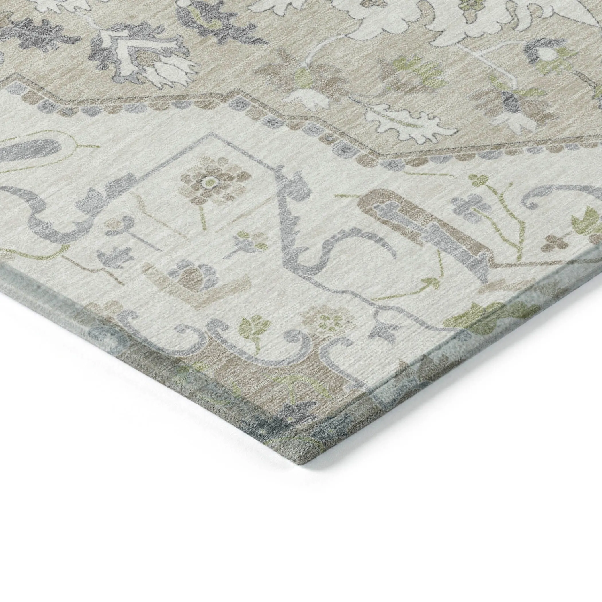 Machine Washable Indoor/ Outdoor Traditional Medallion Chantille Rug