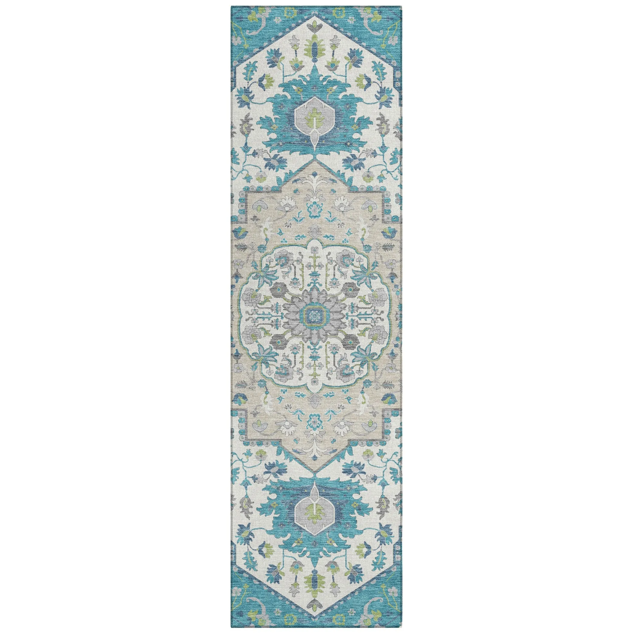 Machine Washable Indoor/ Outdoor Traditional Medallion Chantille Rug