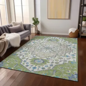 Machine Washable Indoor/ Outdoor Traditional Medallion Chantille Rug