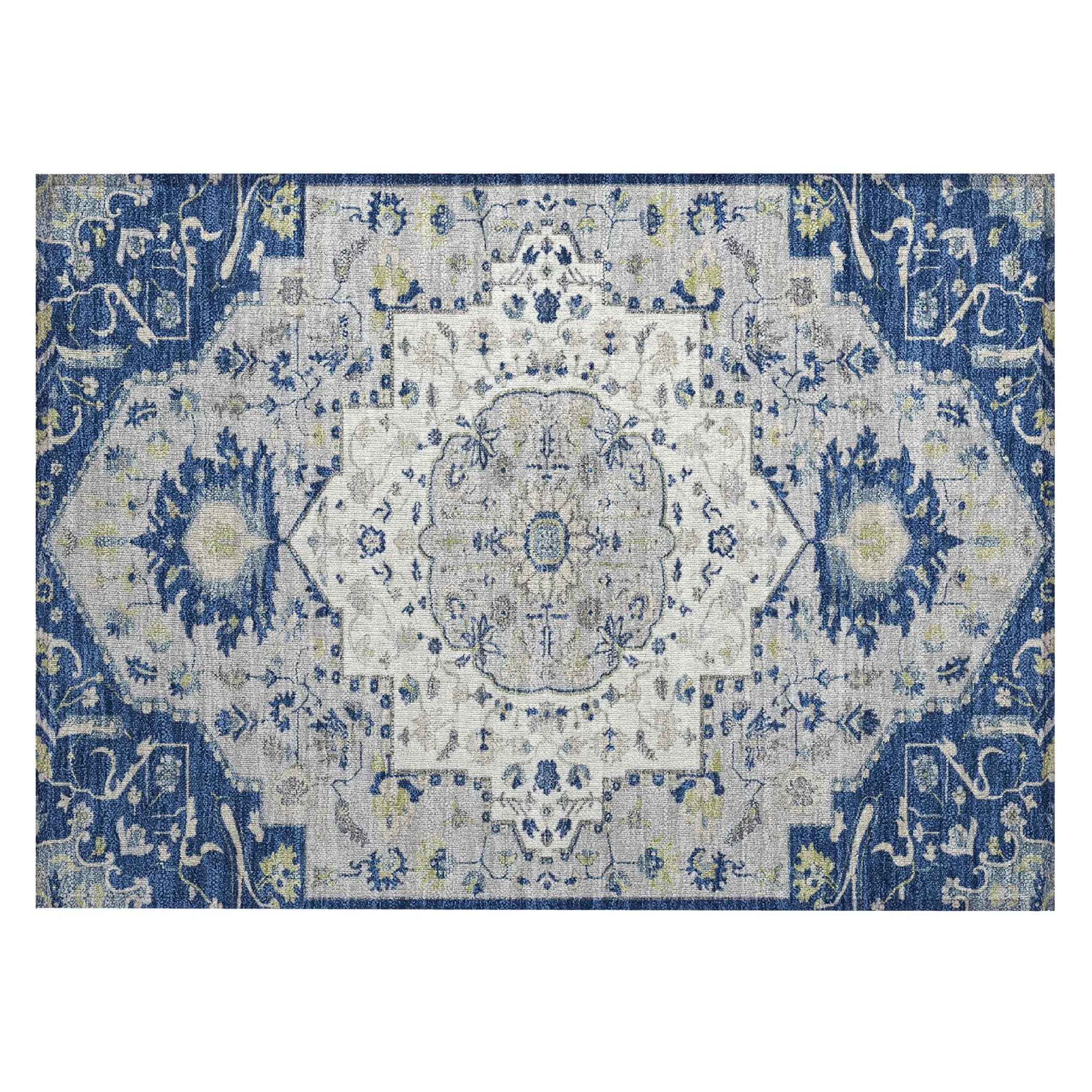 Machine Washable Indoor/ Outdoor Traditional Medallion Chantille Rug