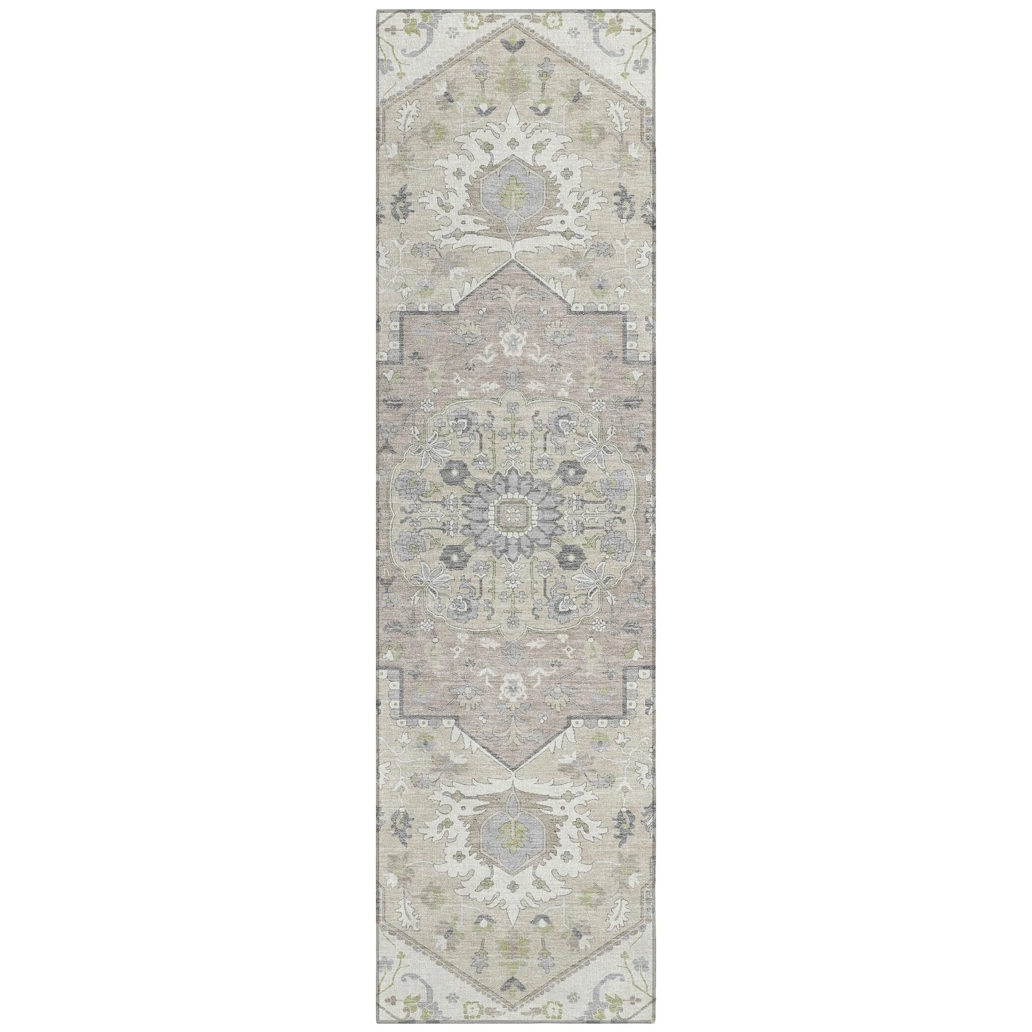 Machine Washable Indoor/ Outdoor Traditional Medallion Chantille Rug