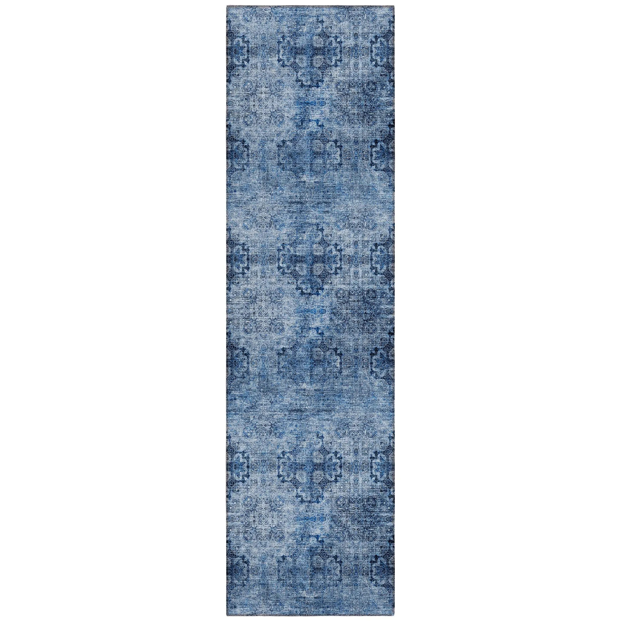 Machine Washable Indoor/ Outdoor Vintage Medallions Chantille Rug