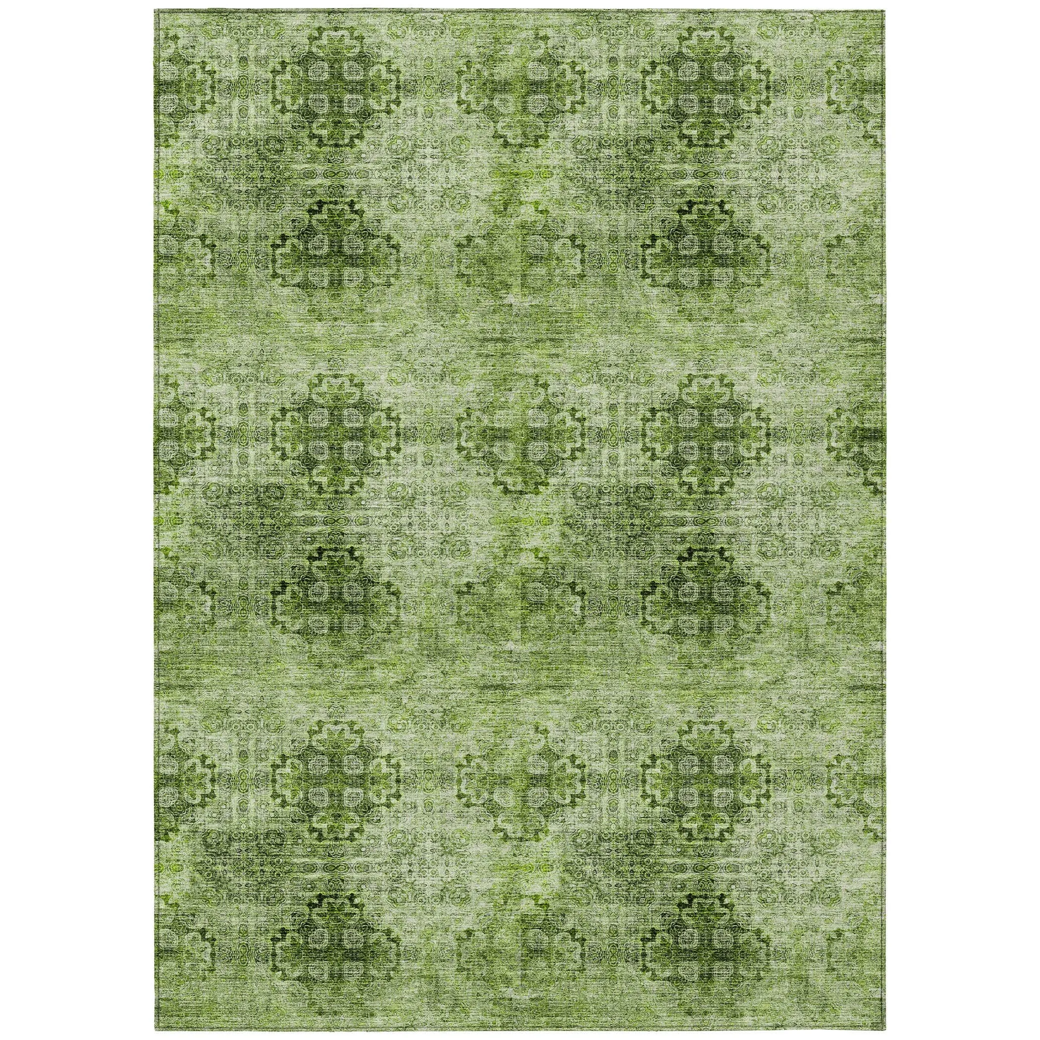 Machine Washable Indoor/ Outdoor Vintage Medallions Chantille Rug