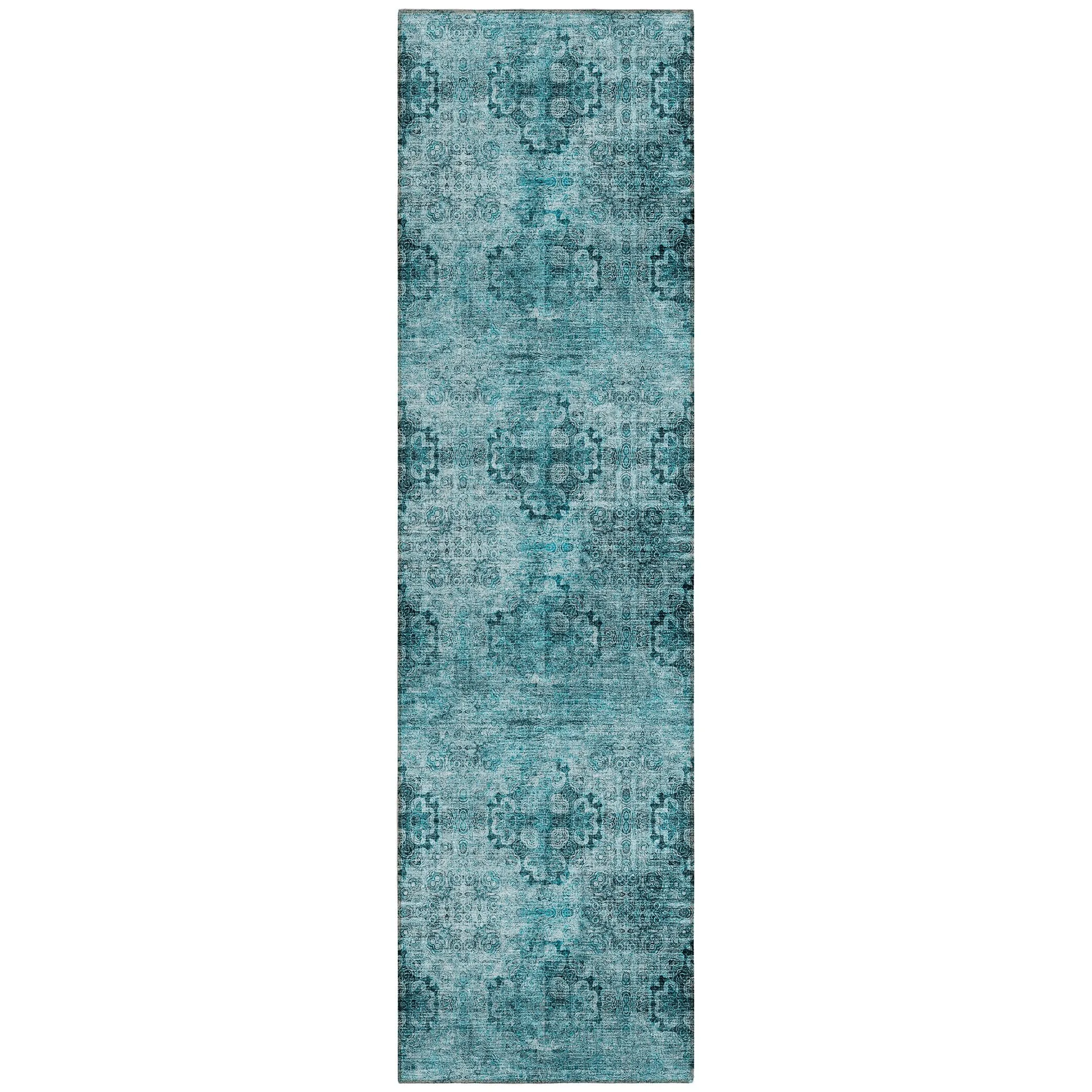 Machine Washable Indoor/ Outdoor Vintage Medallions Chantille Rug