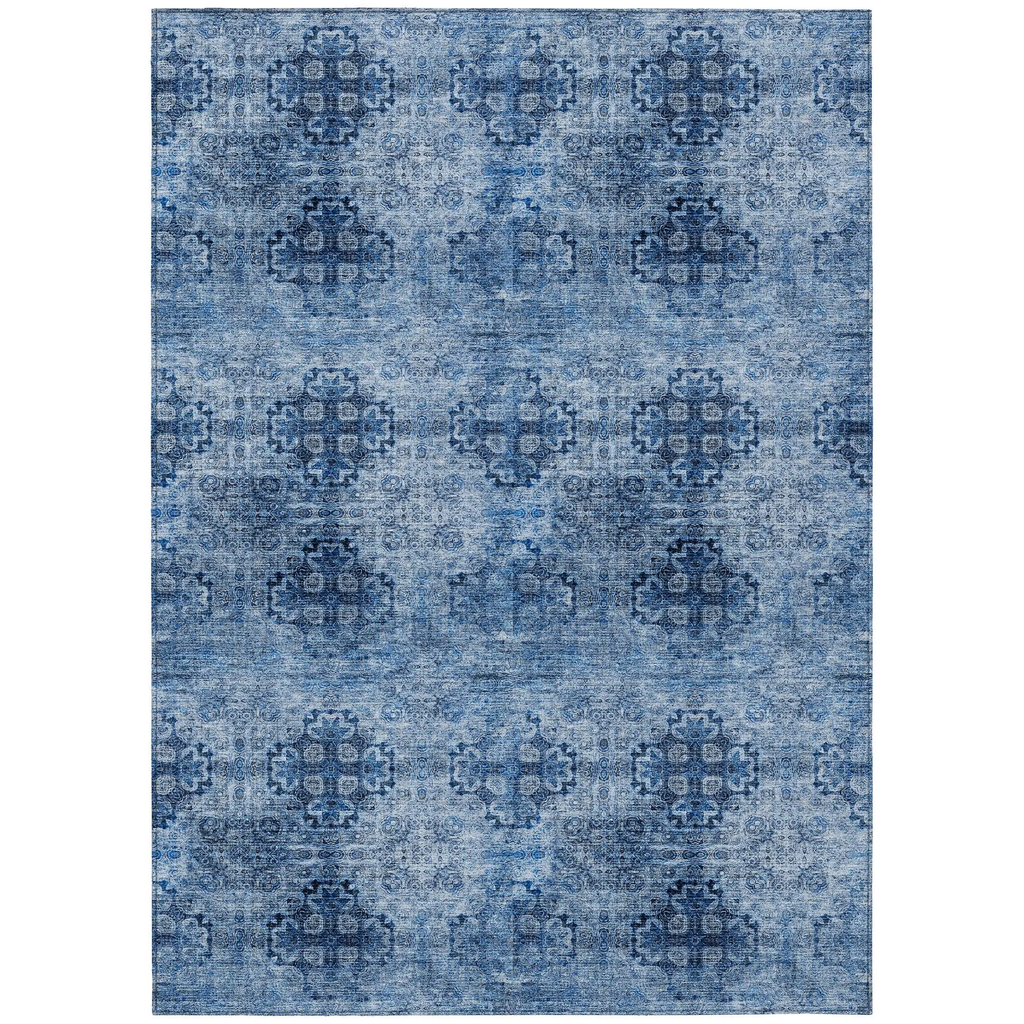Machine Washable Indoor/ Outdoor Vintage Medallions Chantille Rug
