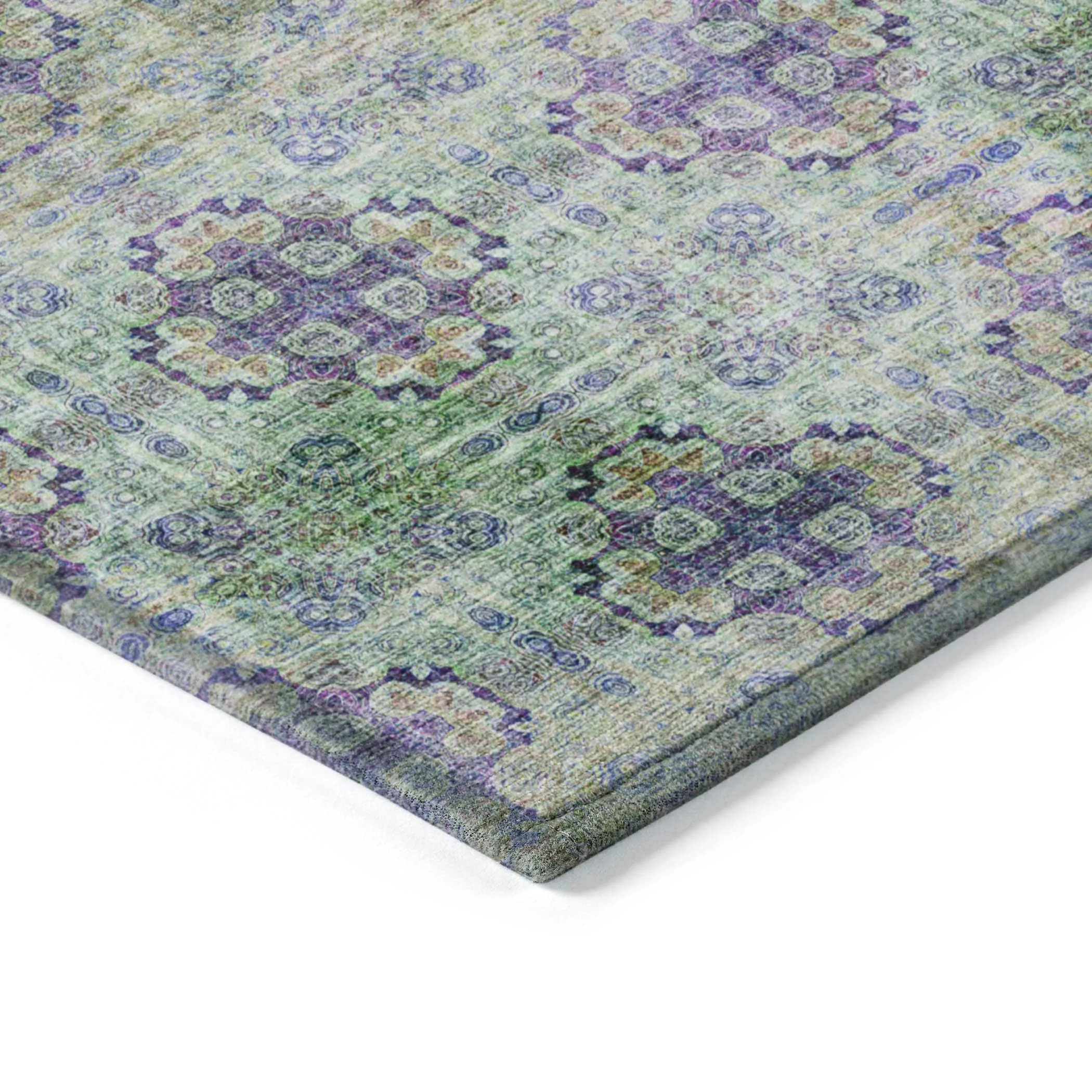 Machine Washable Indoor/ Outdoor Vintage Medallions Chantille Rug