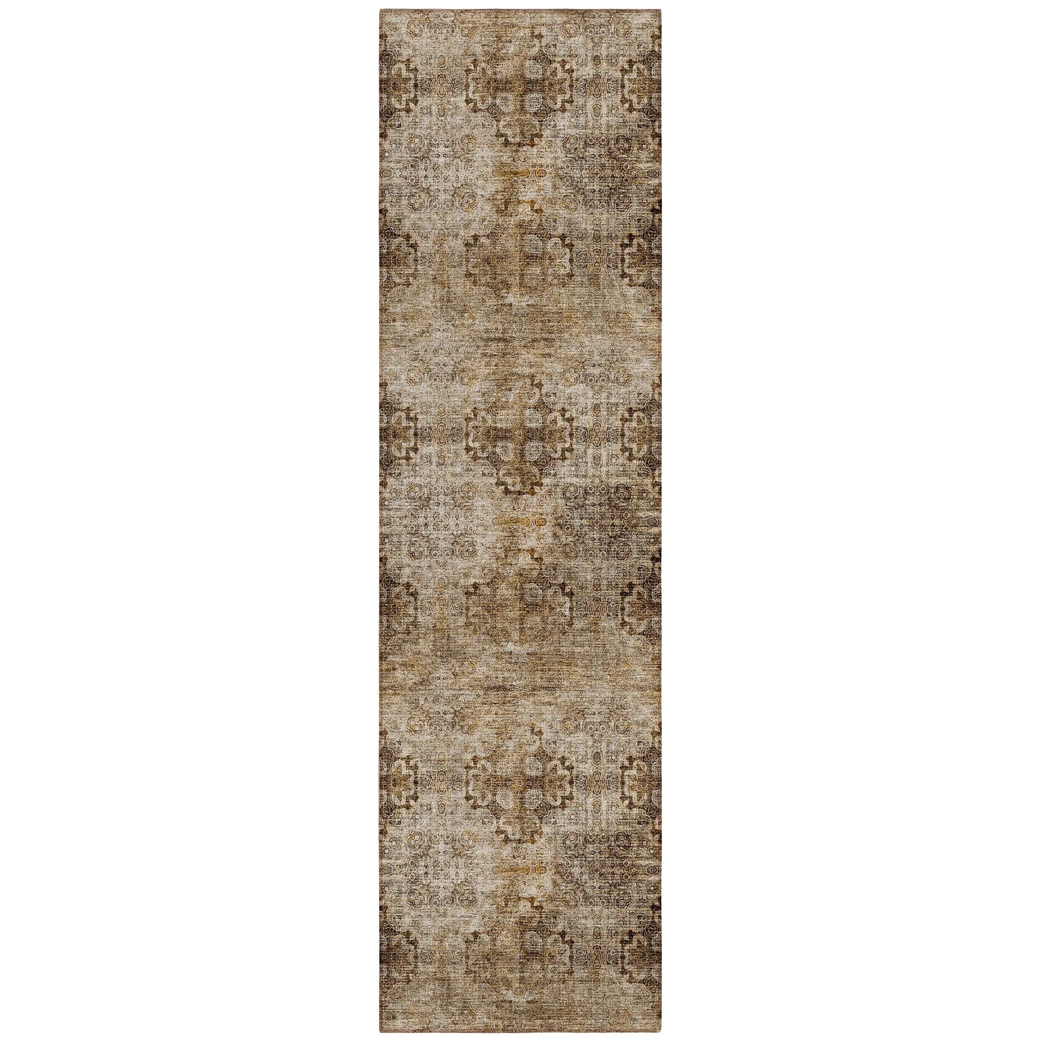 Machine Washable Indoor/ Outdoor Vintage Medallions Chantille Rug