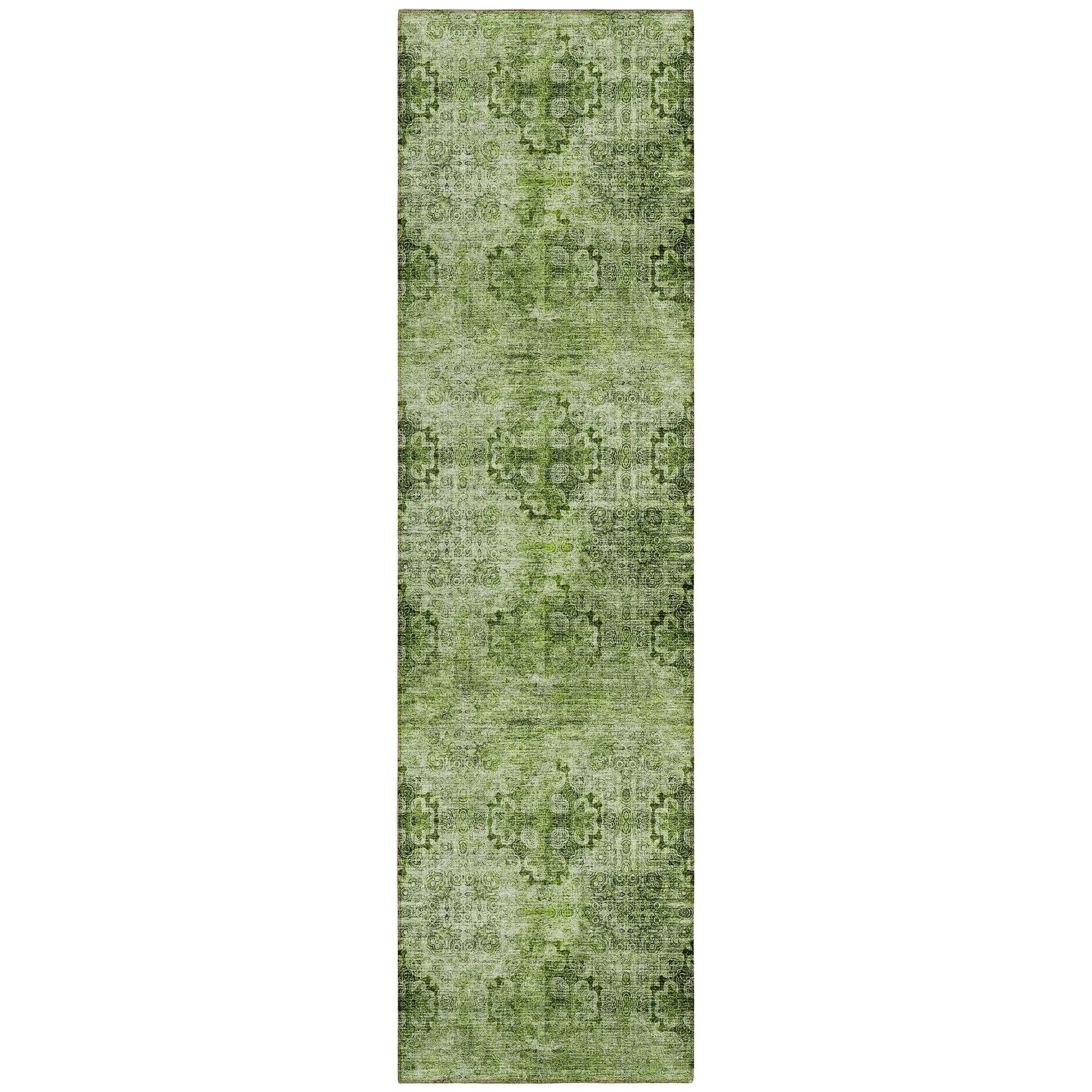 Machine Washable Indoor/ Outdoor Vintage Medallions Chantille Rug