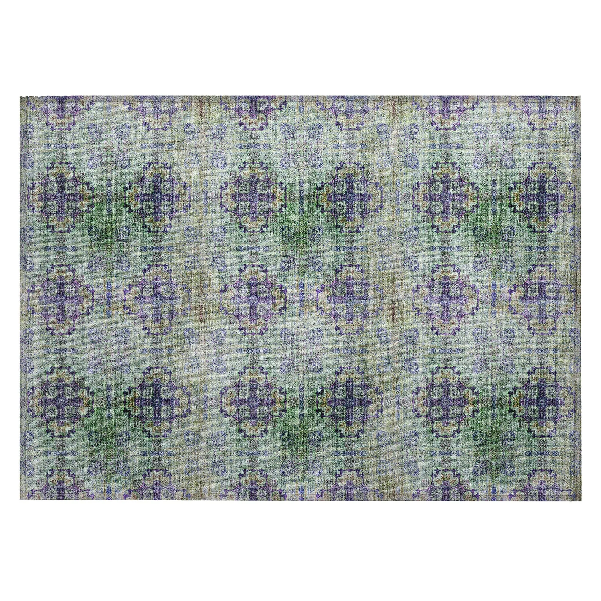 Machine Washable Indoor/ Outdoor Vintage Medallions Chantille Rug