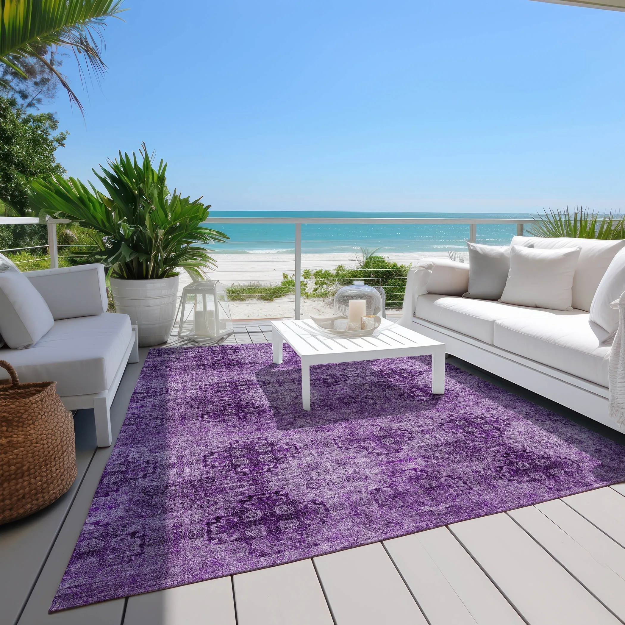 Machine Washable Indoor/ Outdoor Vintage Medallions Chantille Rug