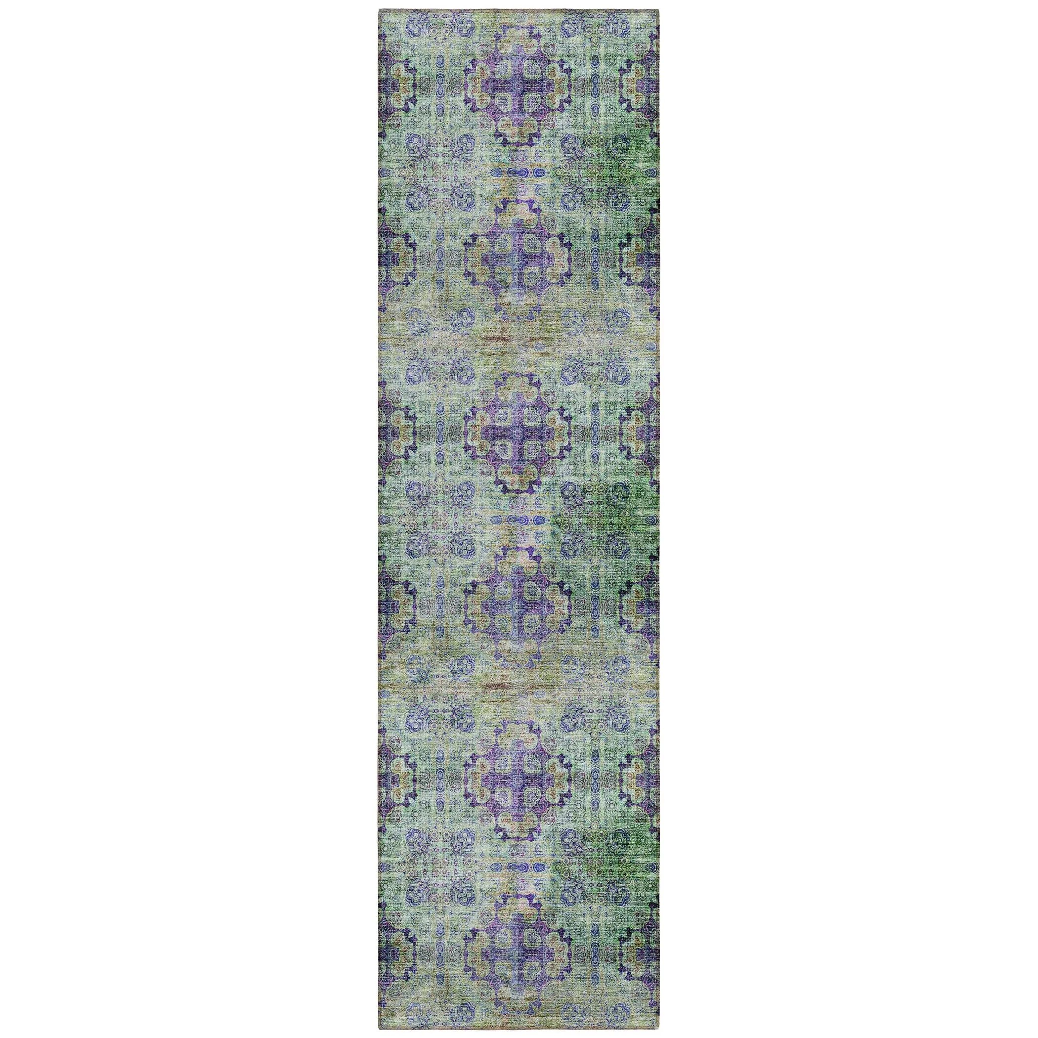 Machine Washable Indoor/ Outdoor Vintage Medallions Chantille Rug