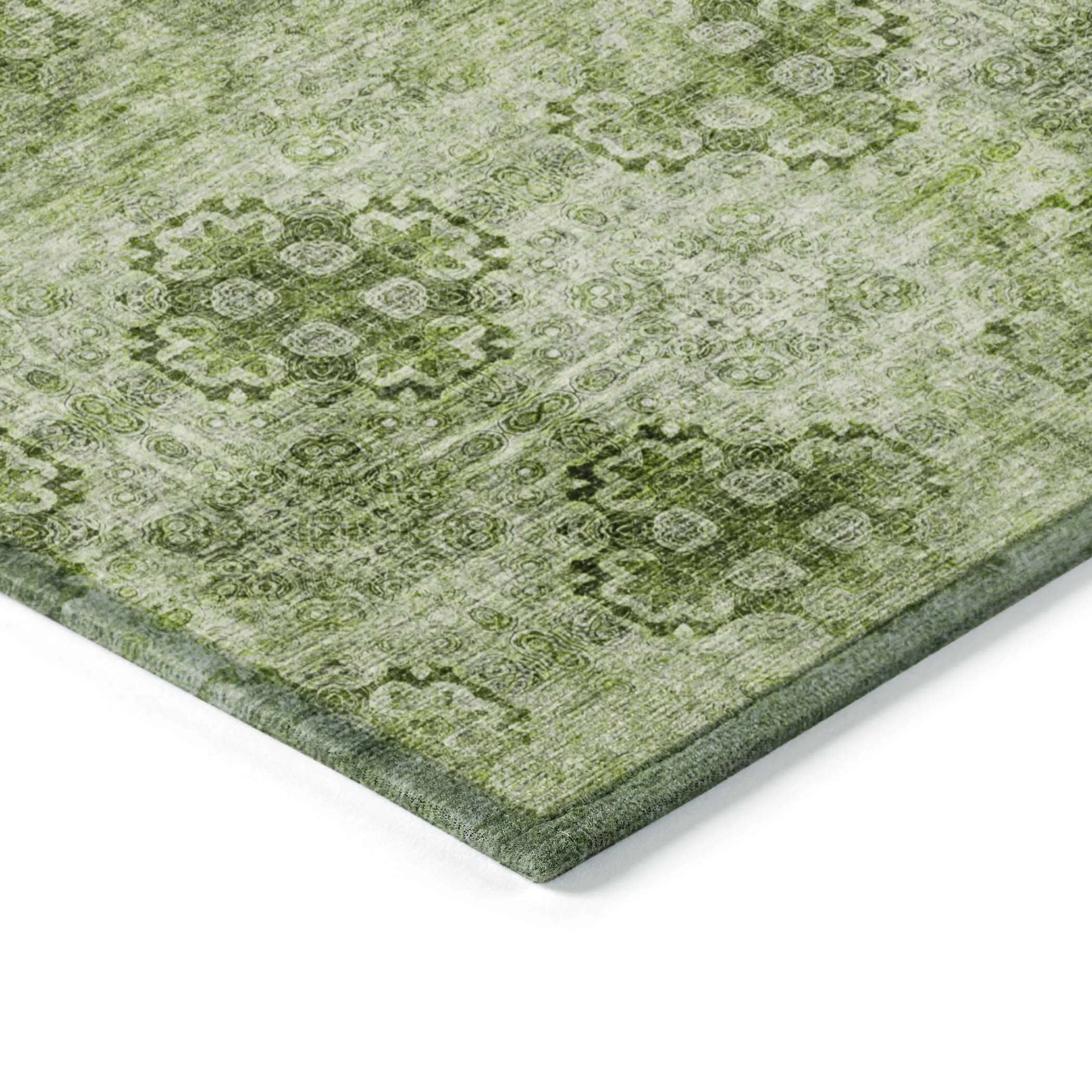 Machine Washable Indoor/ Outdoor Vintage Medallions Chantille Rug