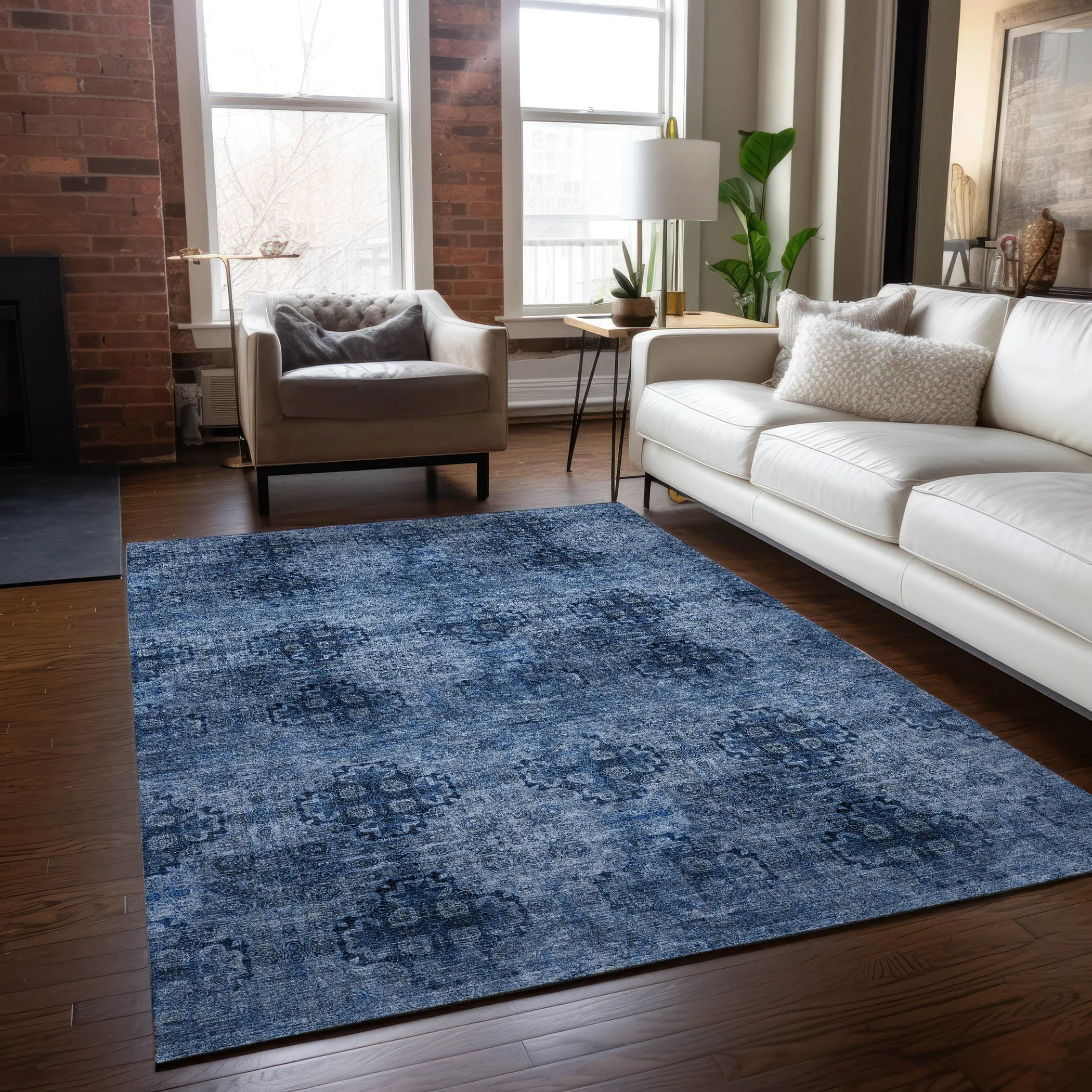 Machine Washable Indoor/ Outdoor Vintage Medallions Chantille Rug