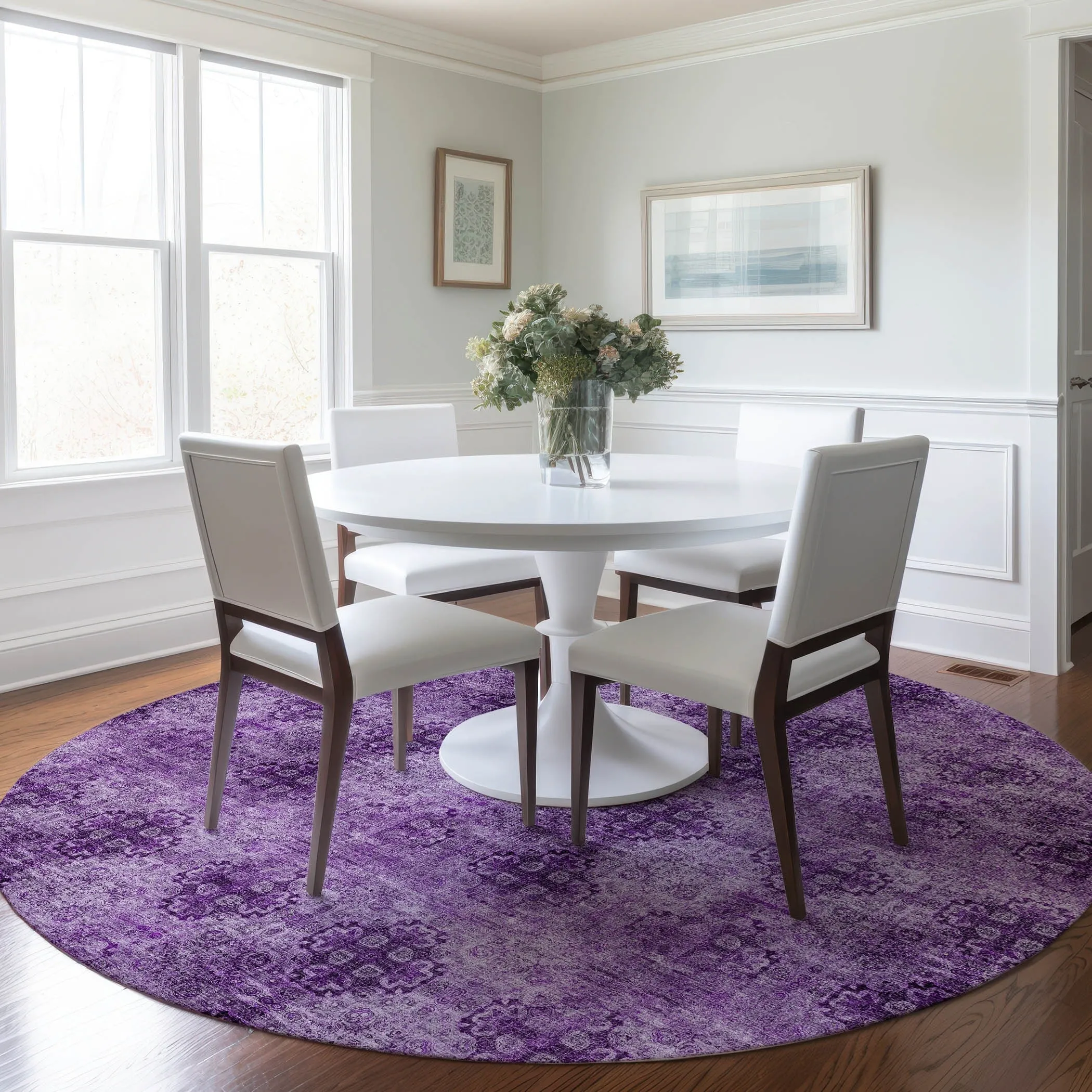 Machine Washable Indoor/ Outdoor Vintage Medallions Chantille Rug