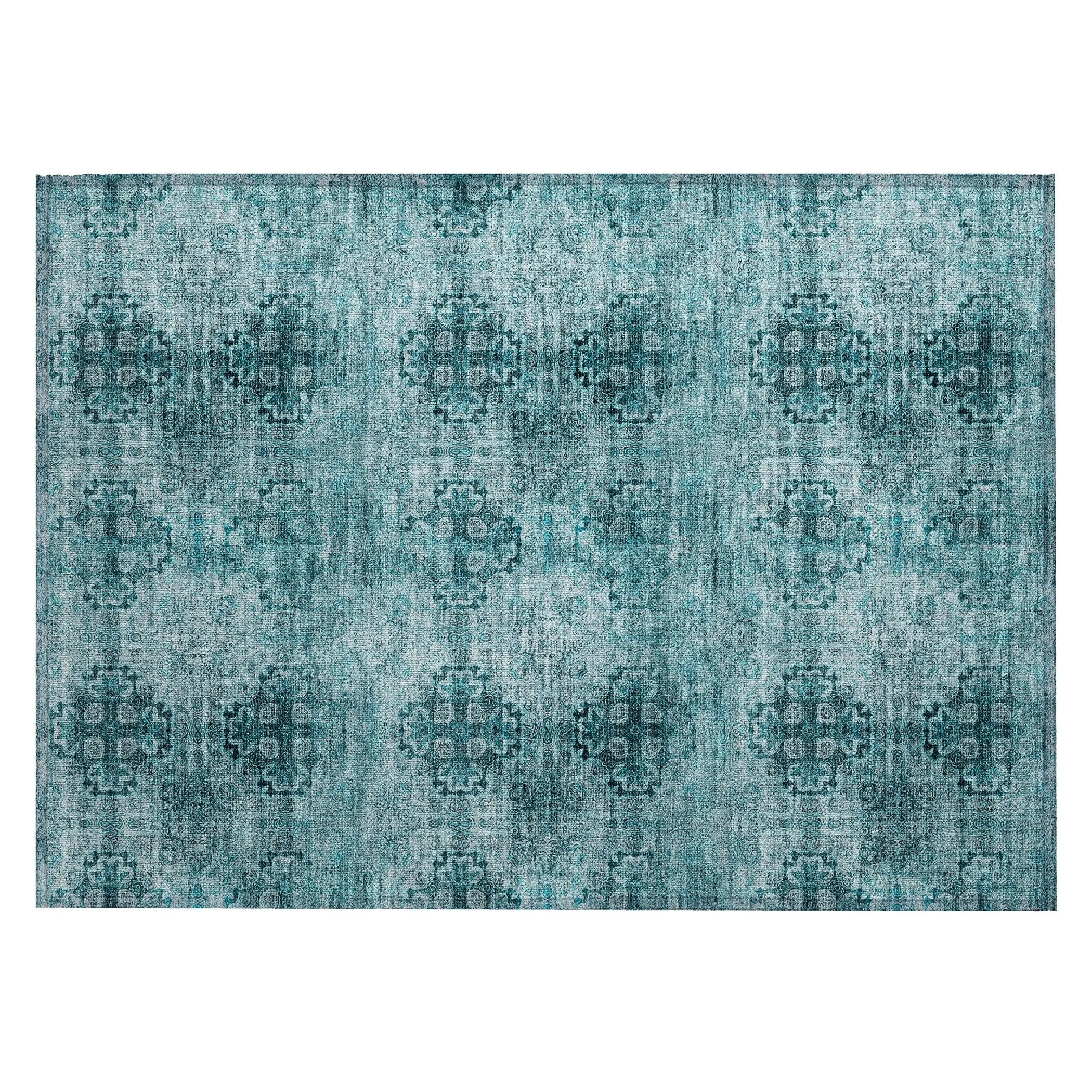 Machine Washable Indoor/ Outdoor Vintage Medallions Chantille Rug