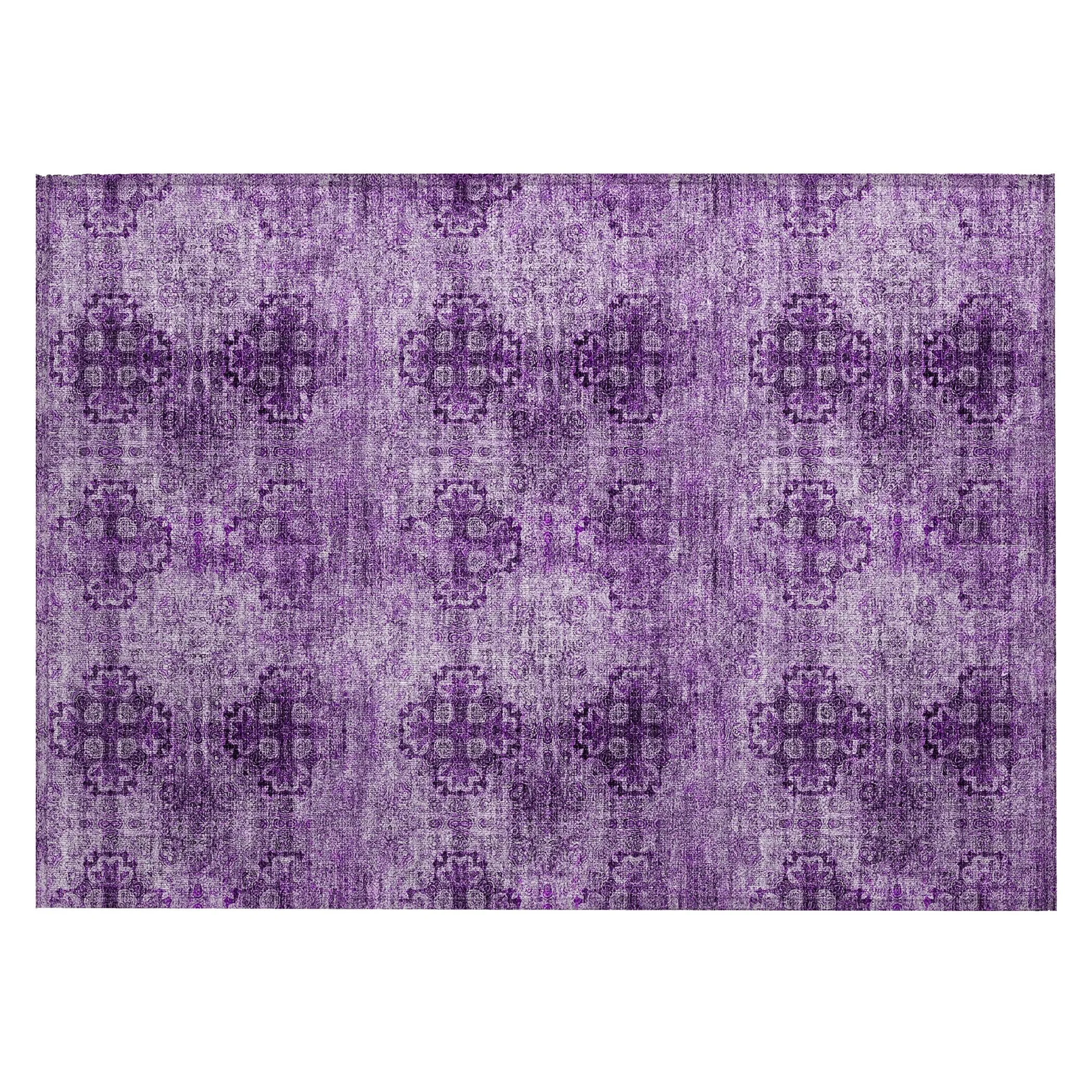 Machine Washable Indoor/ Outdoor Vintage Medallions Chantille Rug
