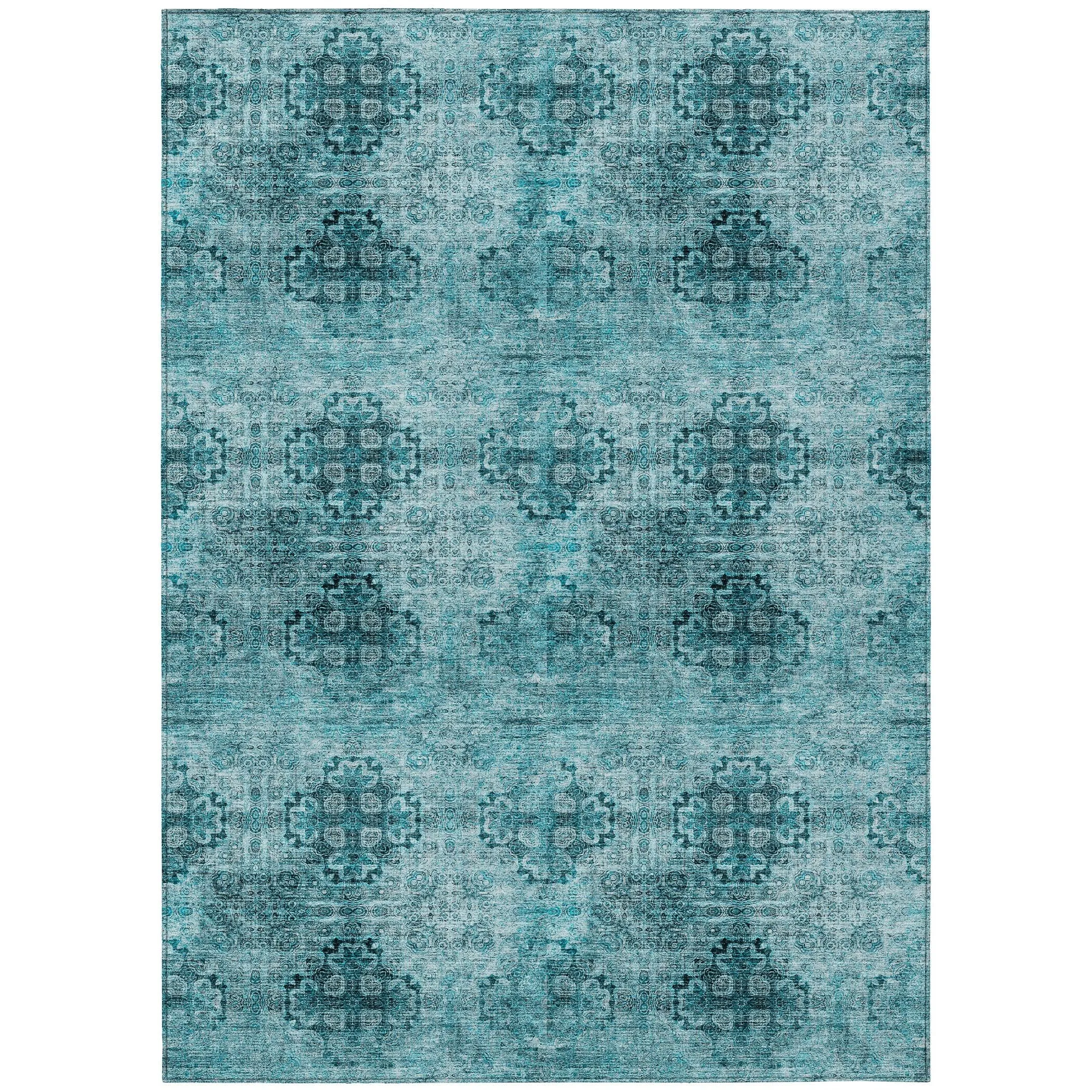 Machine Washable Indoor/ Outdoor Vintage Medallions Chantille Rug