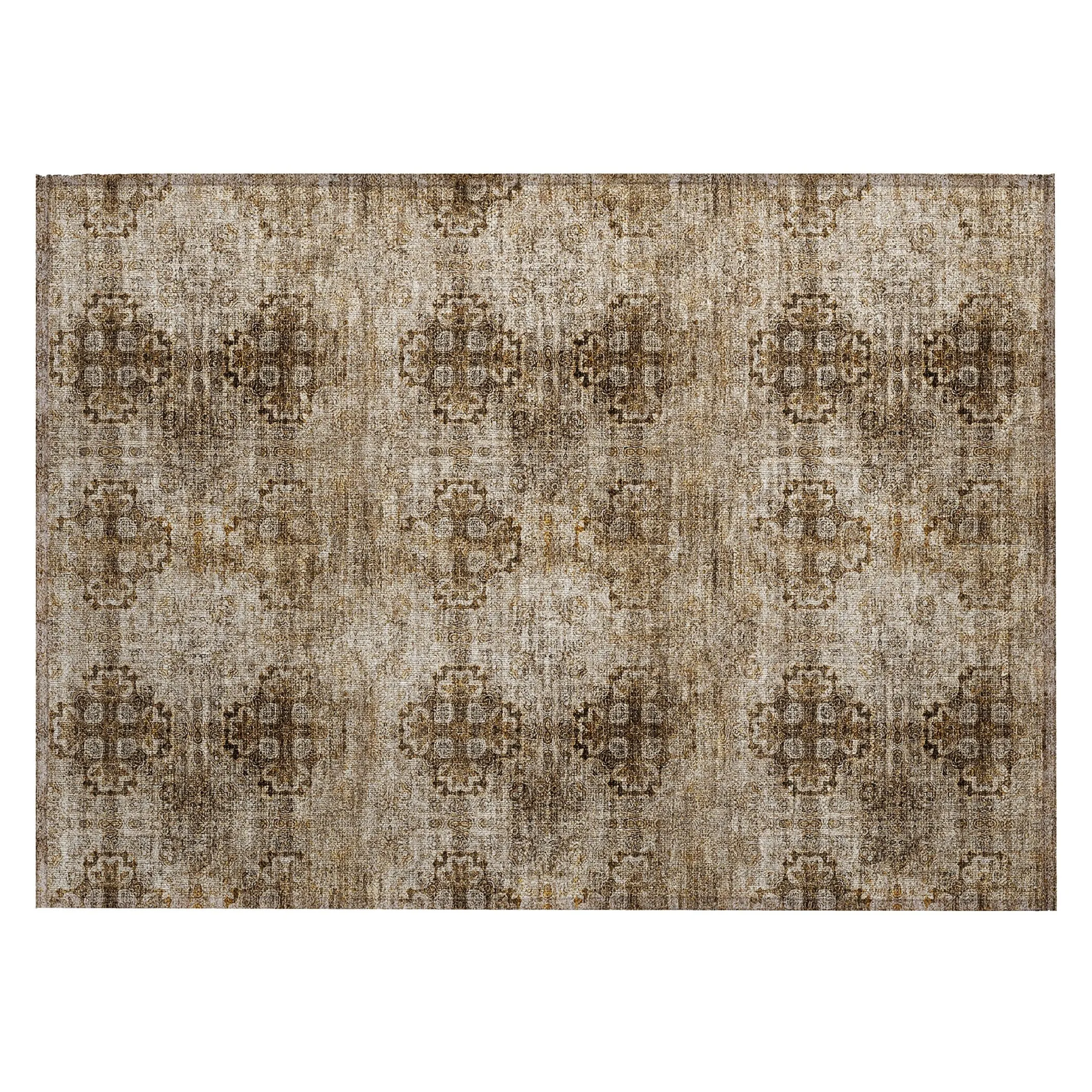 Machine Washable Indoor/ Outdoor Vintage Medallions Chantille Rug