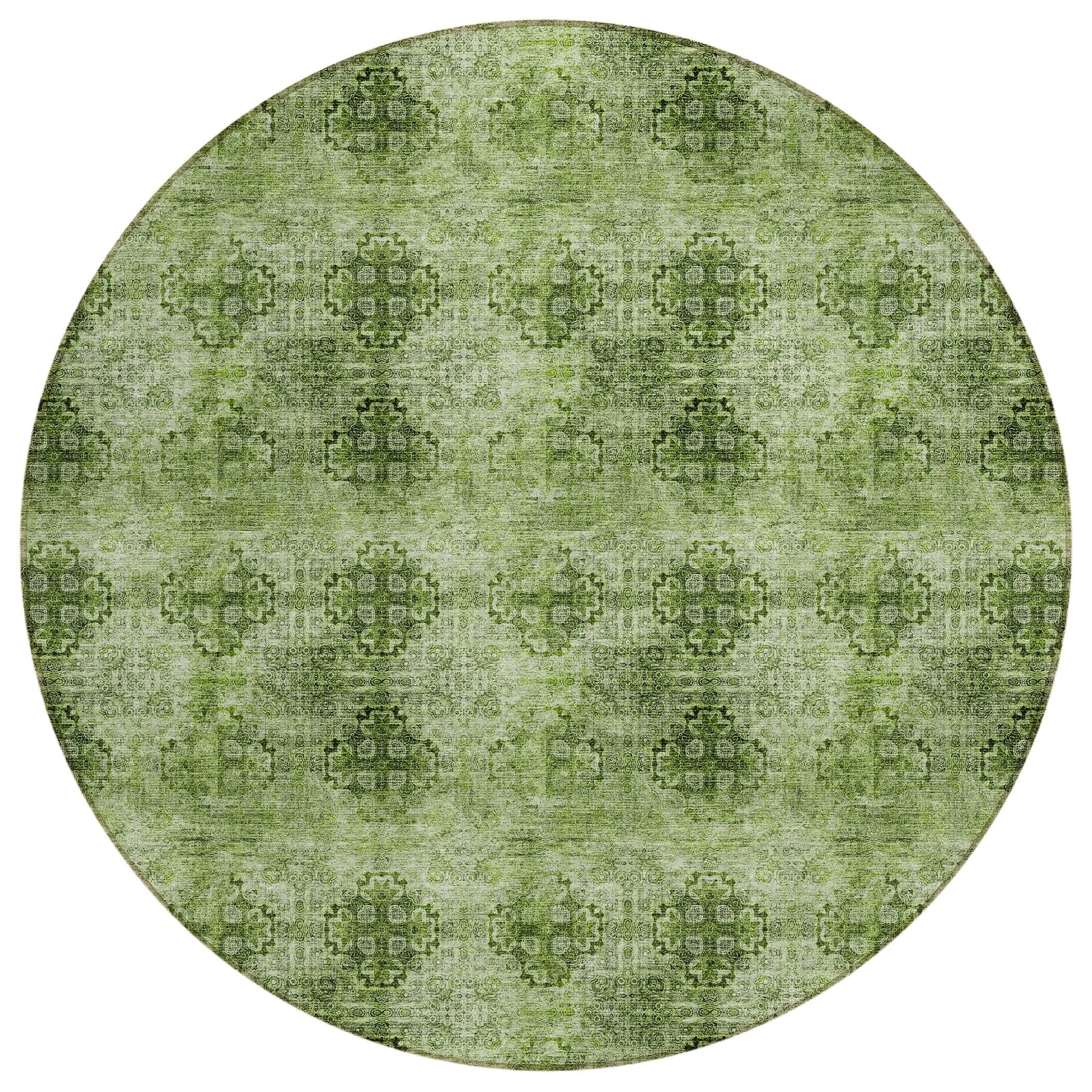Machine Washable Indoor/ Outdoor Vintage Medallions Chantille Rug