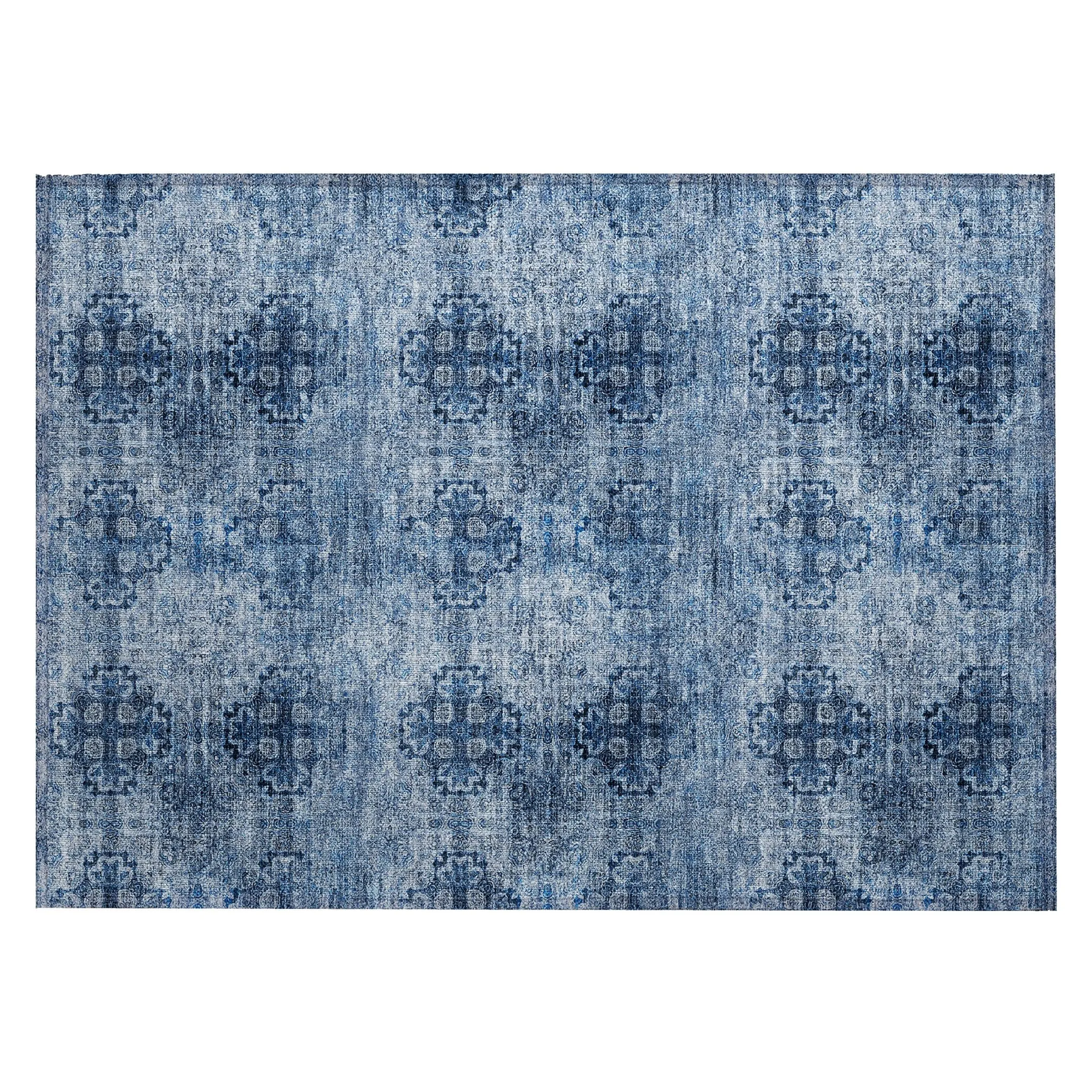 Machine Washable Indoor/ Outdoor Vintage Medallions Chantille Rug