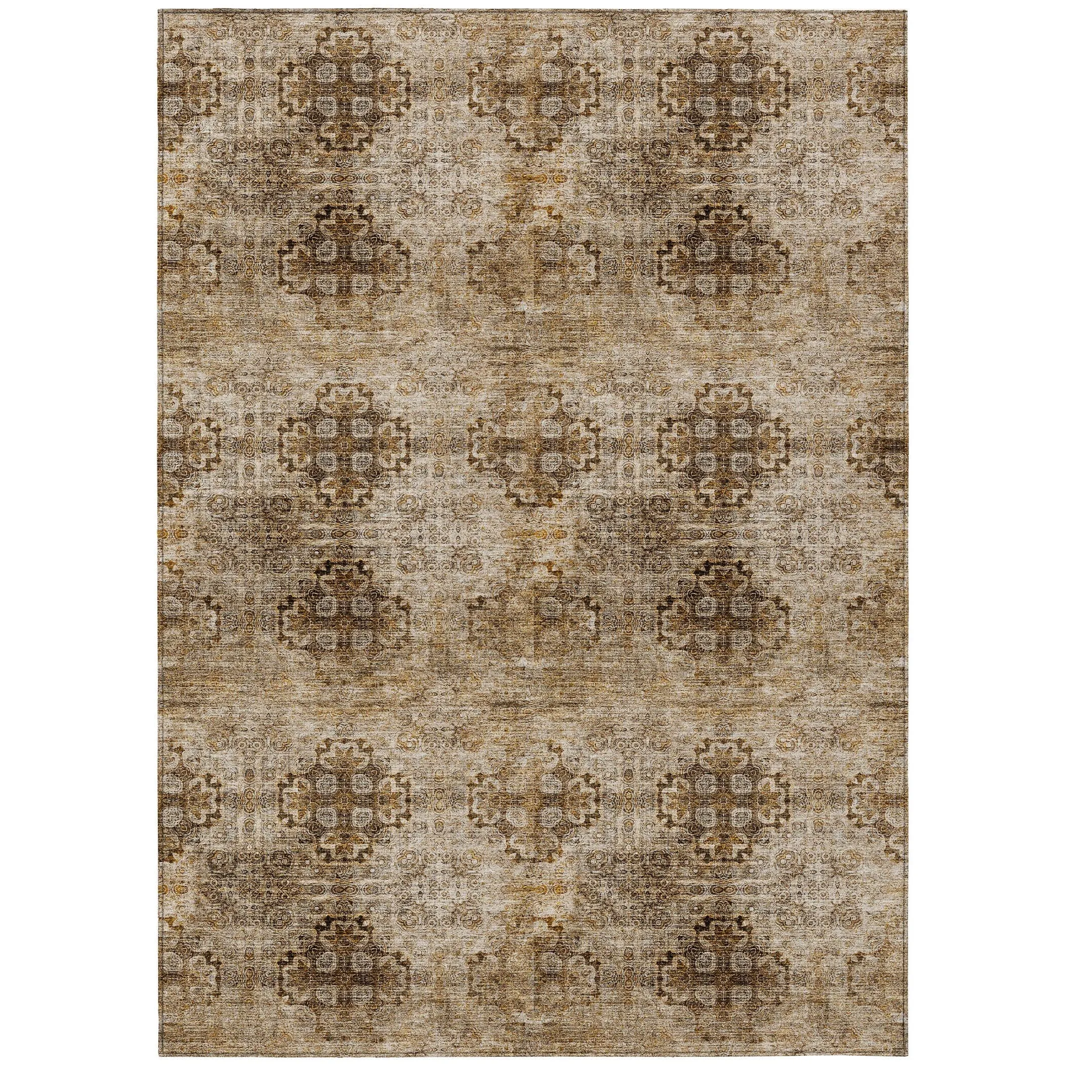 Machine Washable Indoor/ Outdoor Vintage Medallions Chantille Rug