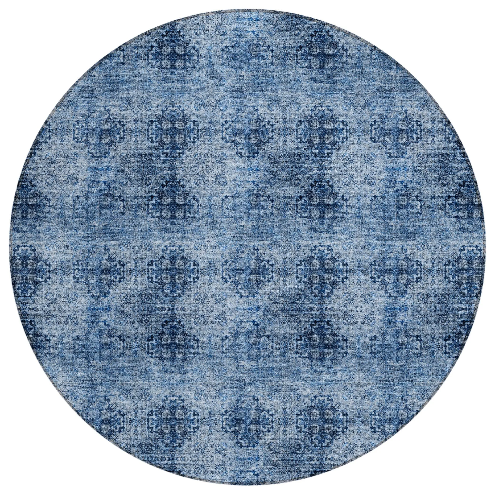 Machine Washable Indoor/ Outdoor Vintage Medallions Chantille Rug