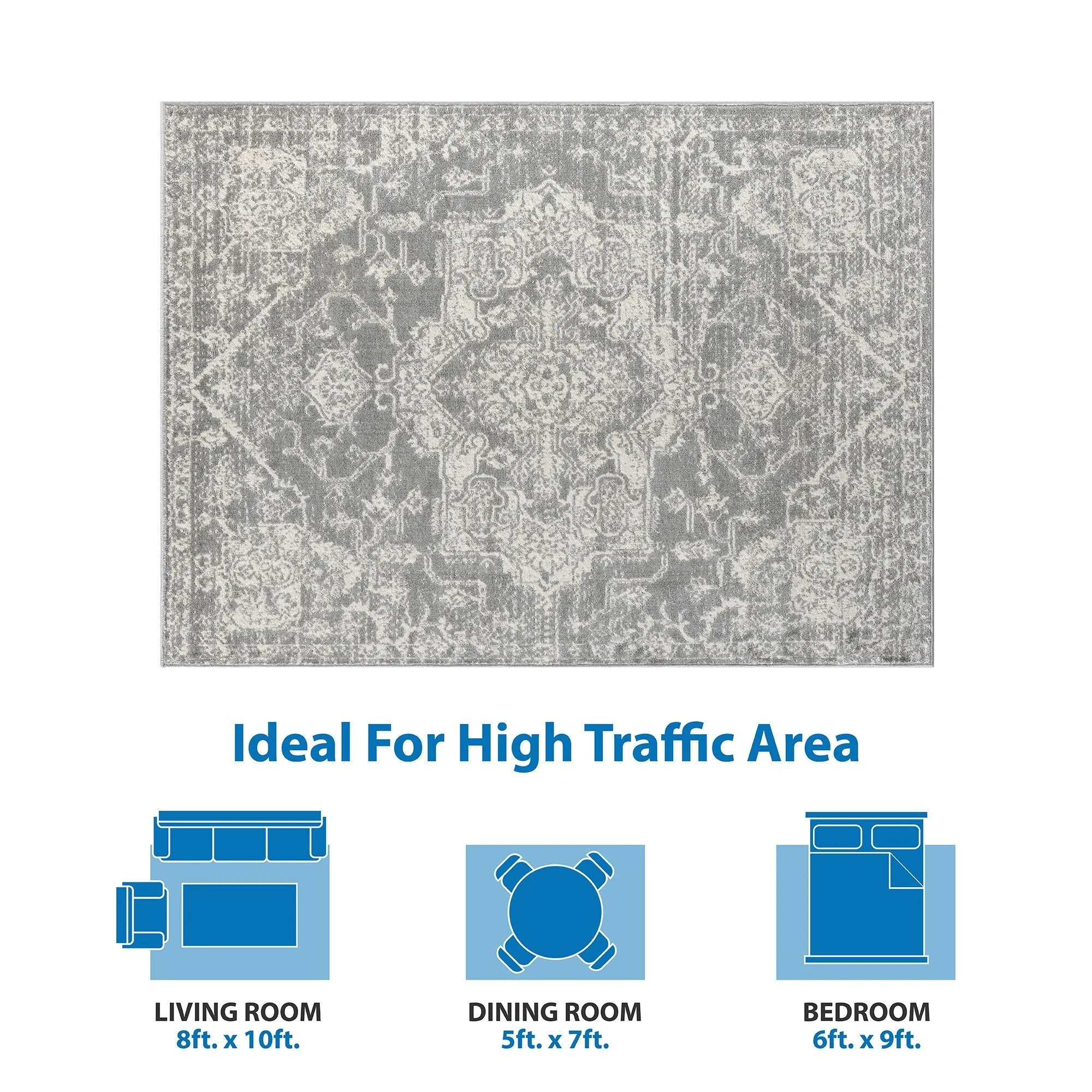 Madison Park Caroline Distressed Medallion Woven Area Rug