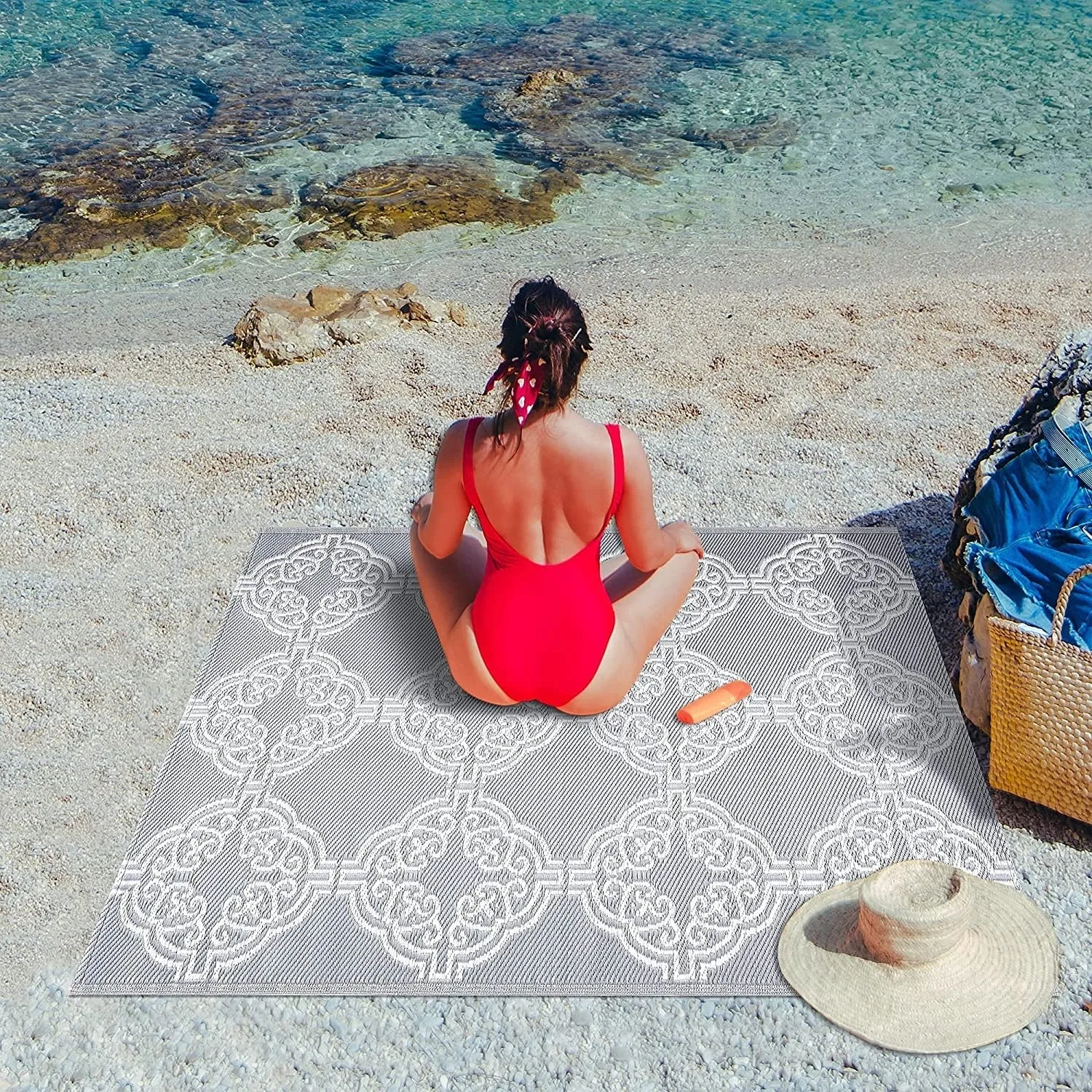 Marrakech Lightweight Reversible Recycled Plastic Outdoor Floor Mat/Rug