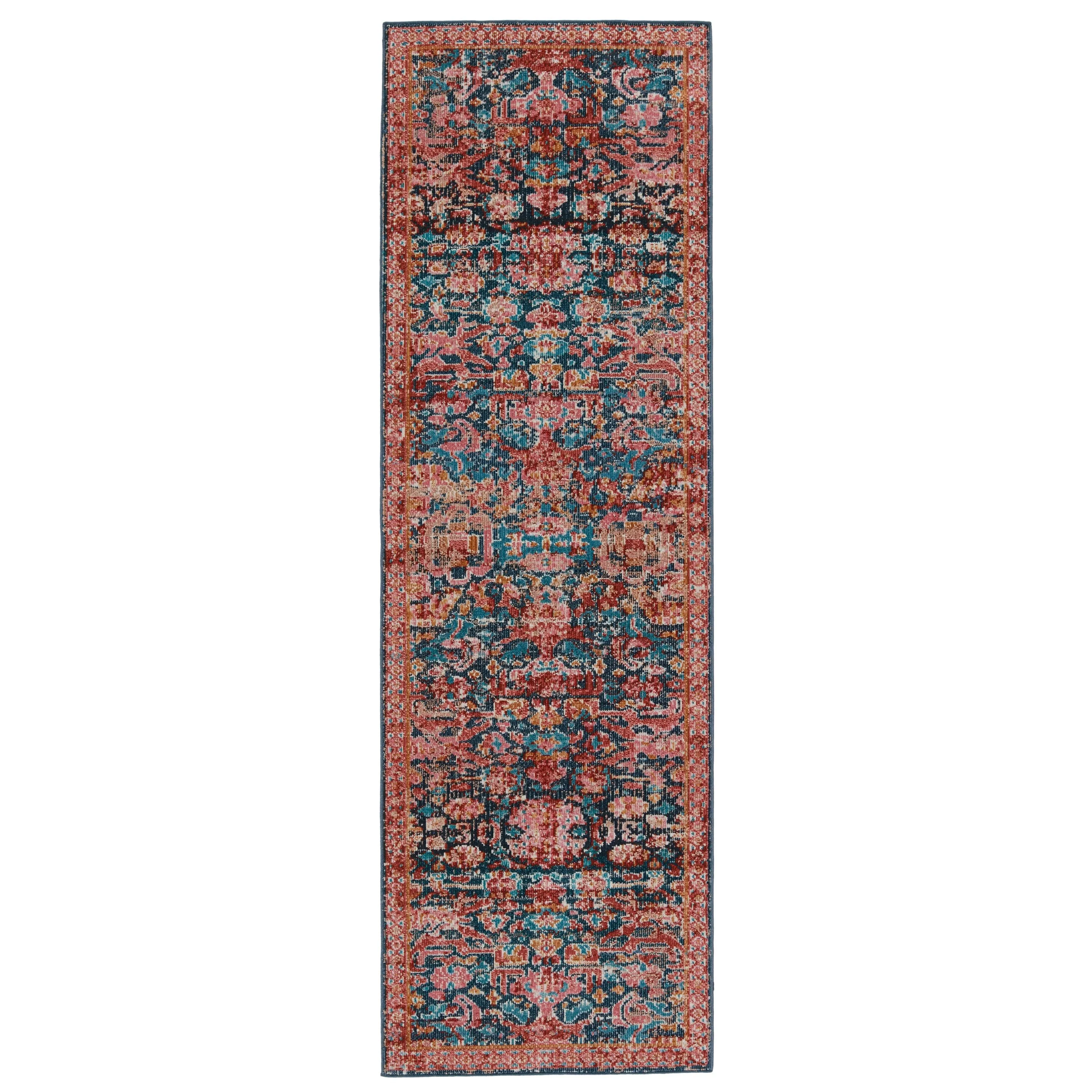 Maven Indoor/ Outdoor Oriental Pink/ Blue Area Rug