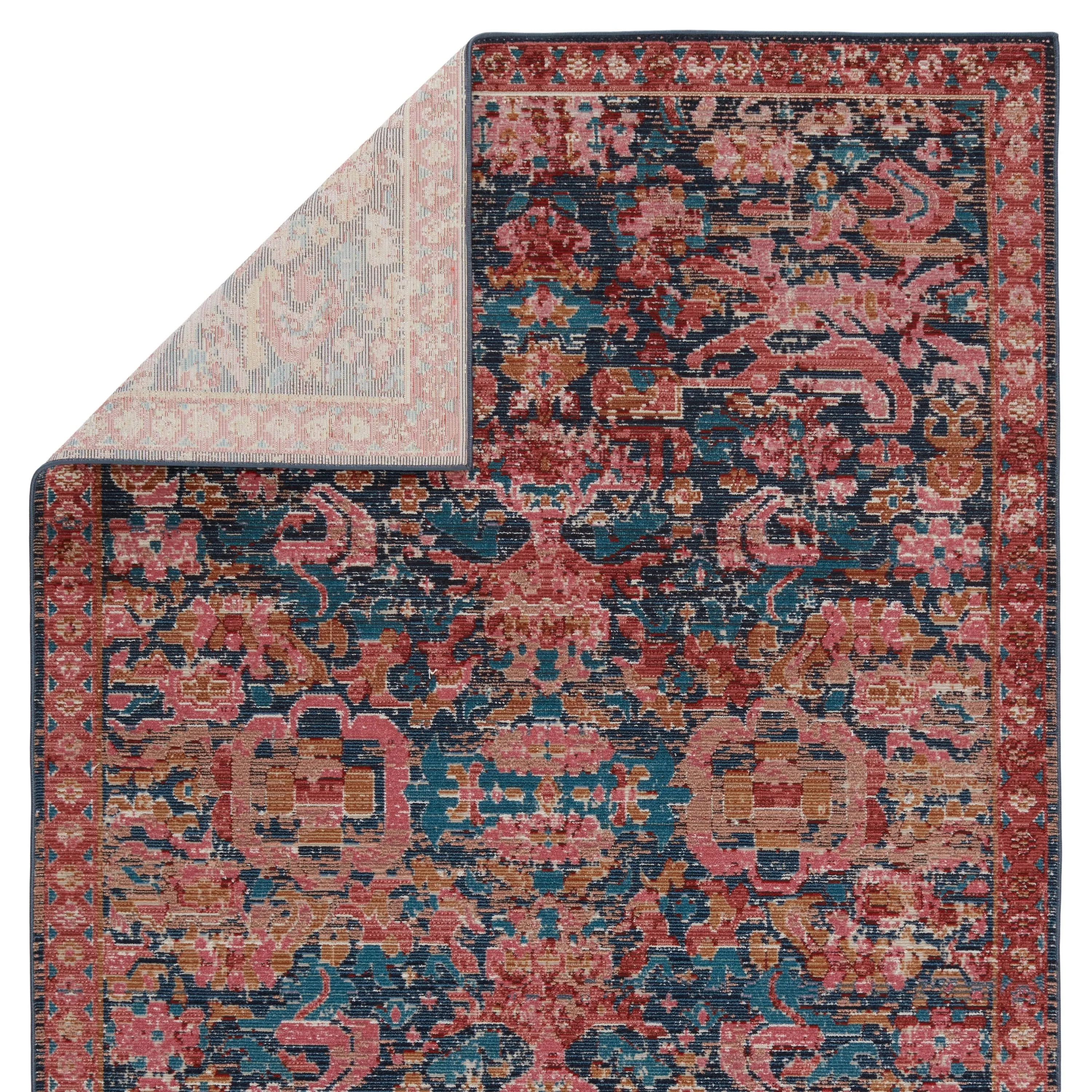 Maven Indoor/ Outdoor Oriental Pink/ Blue Area Rug