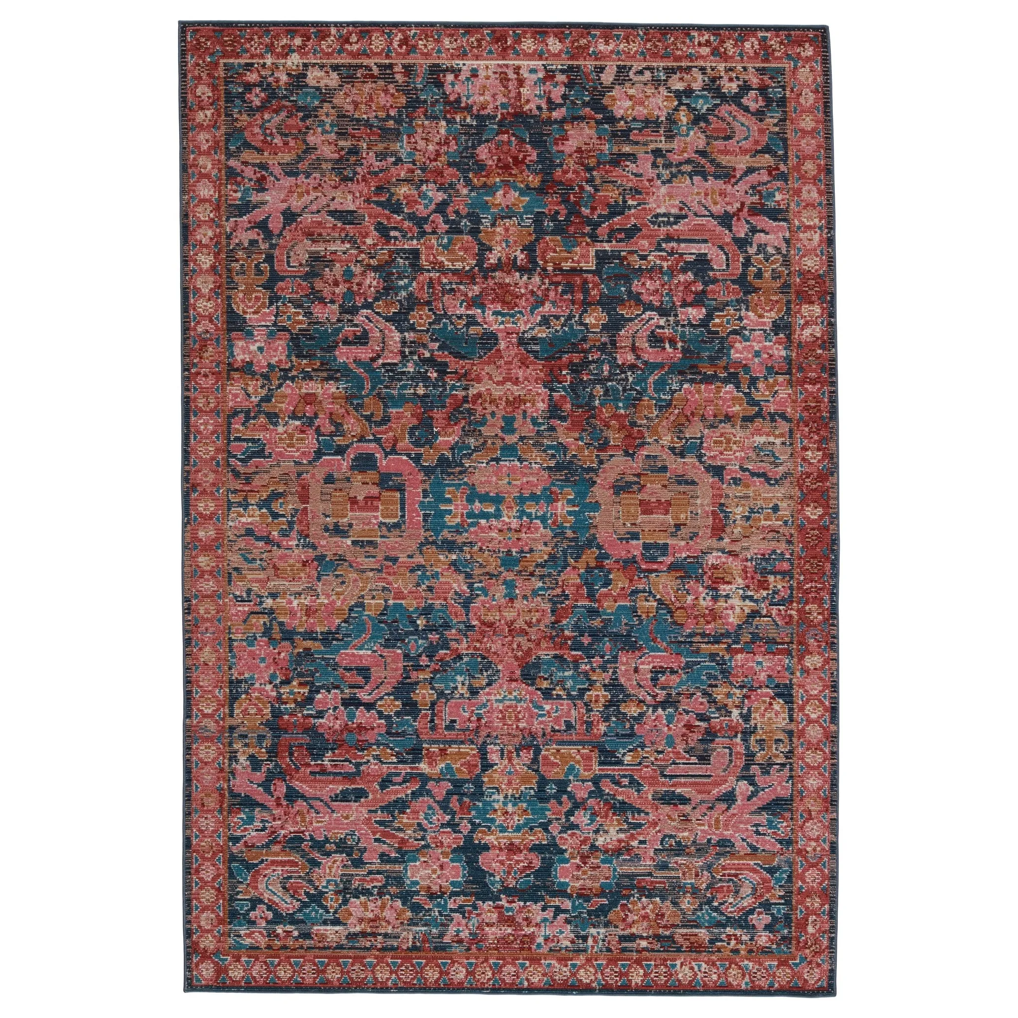 Maven Indoor/ Outdoor Oriental Pink/ Blue Area Rug