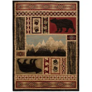Mayberry Rugs Aspen Multi Lodge Bear Area Rug