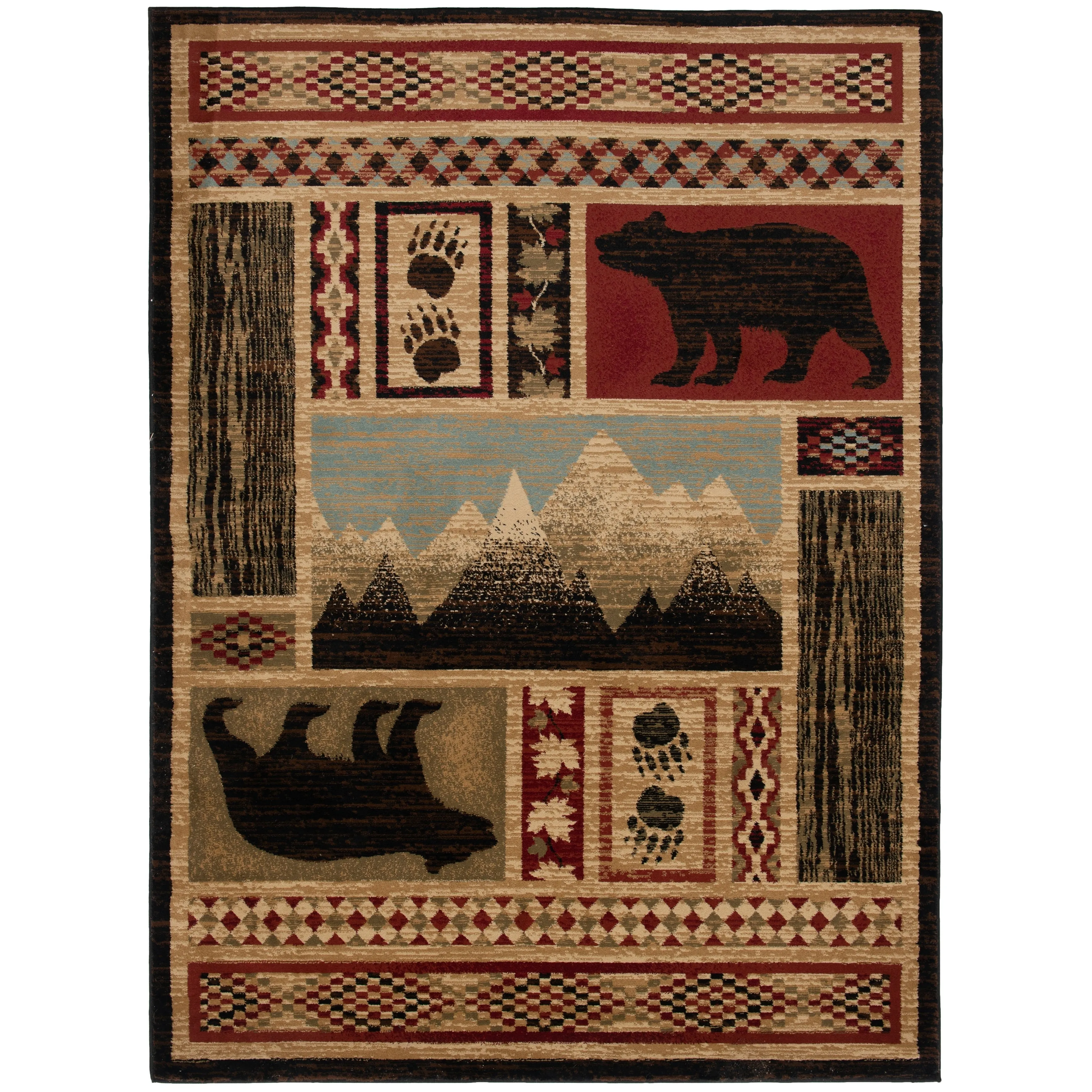 Mayberry Rugs Aspen Multi Lodge Bear Area Rug