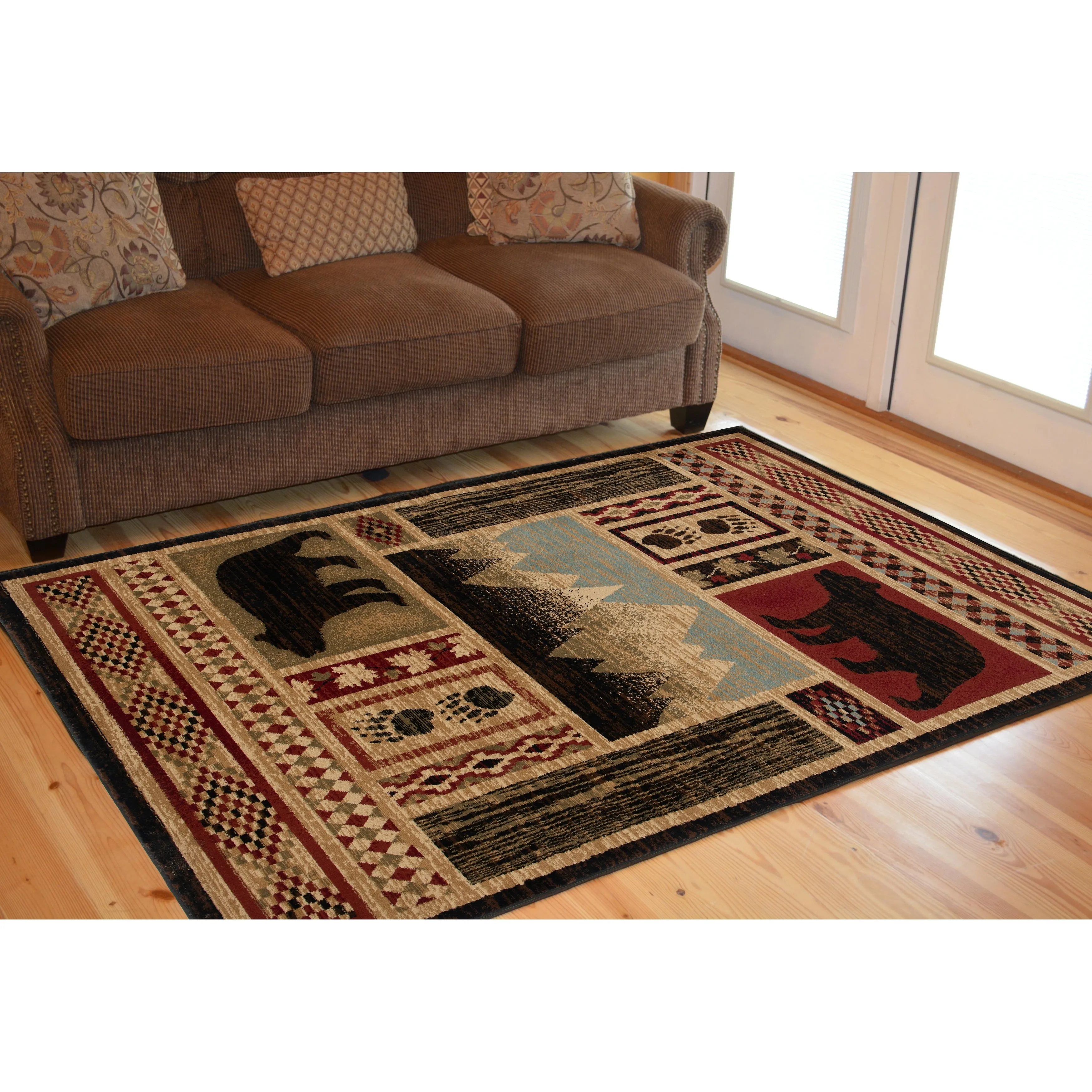 Mayberry Rugs Aspen Multi Lodge Bear Area Rug