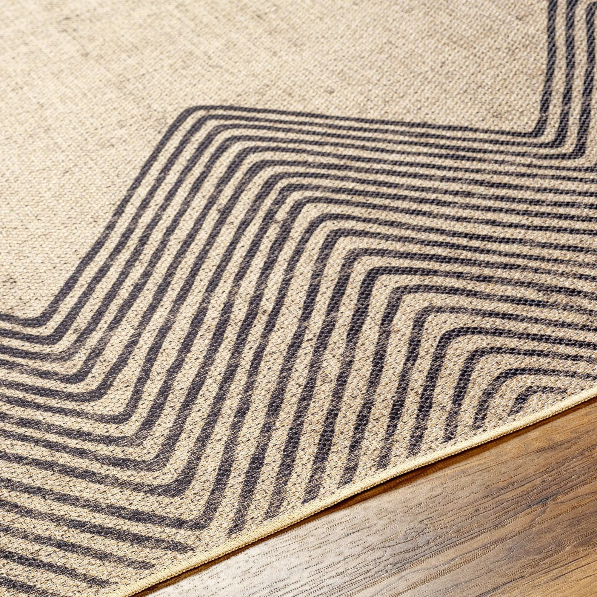 Minata Recycled Bohemian Border Washable Area Rug