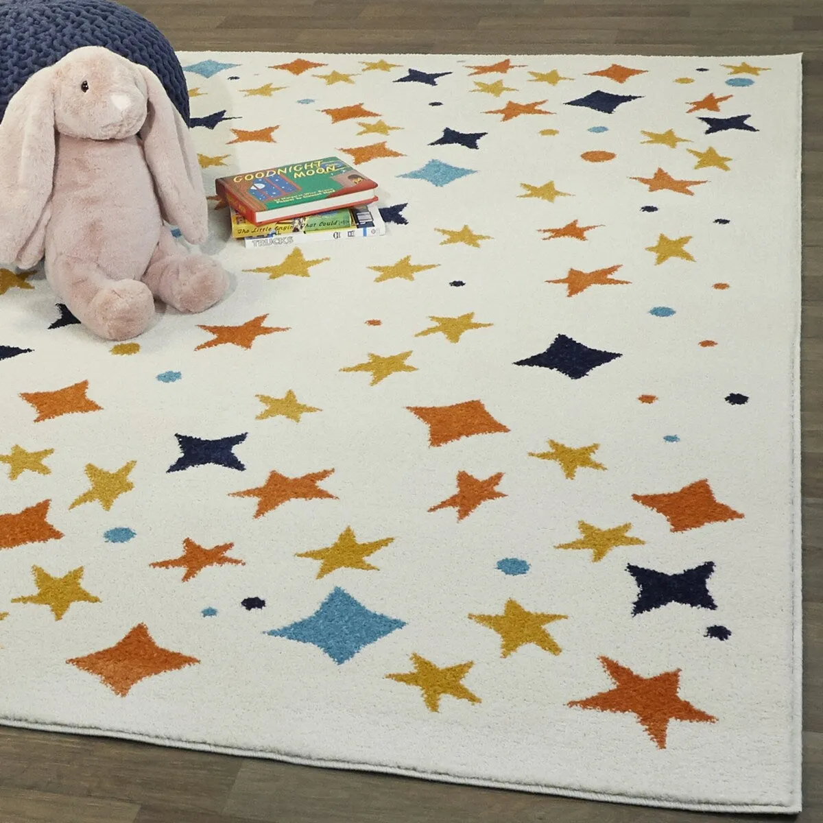 Mod-Tod Rainbow Stars Kids Area Rug