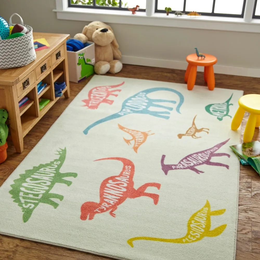 Mohawk Home Dinosaur Names Multicolor Eco-friendly Kids' Area Rug