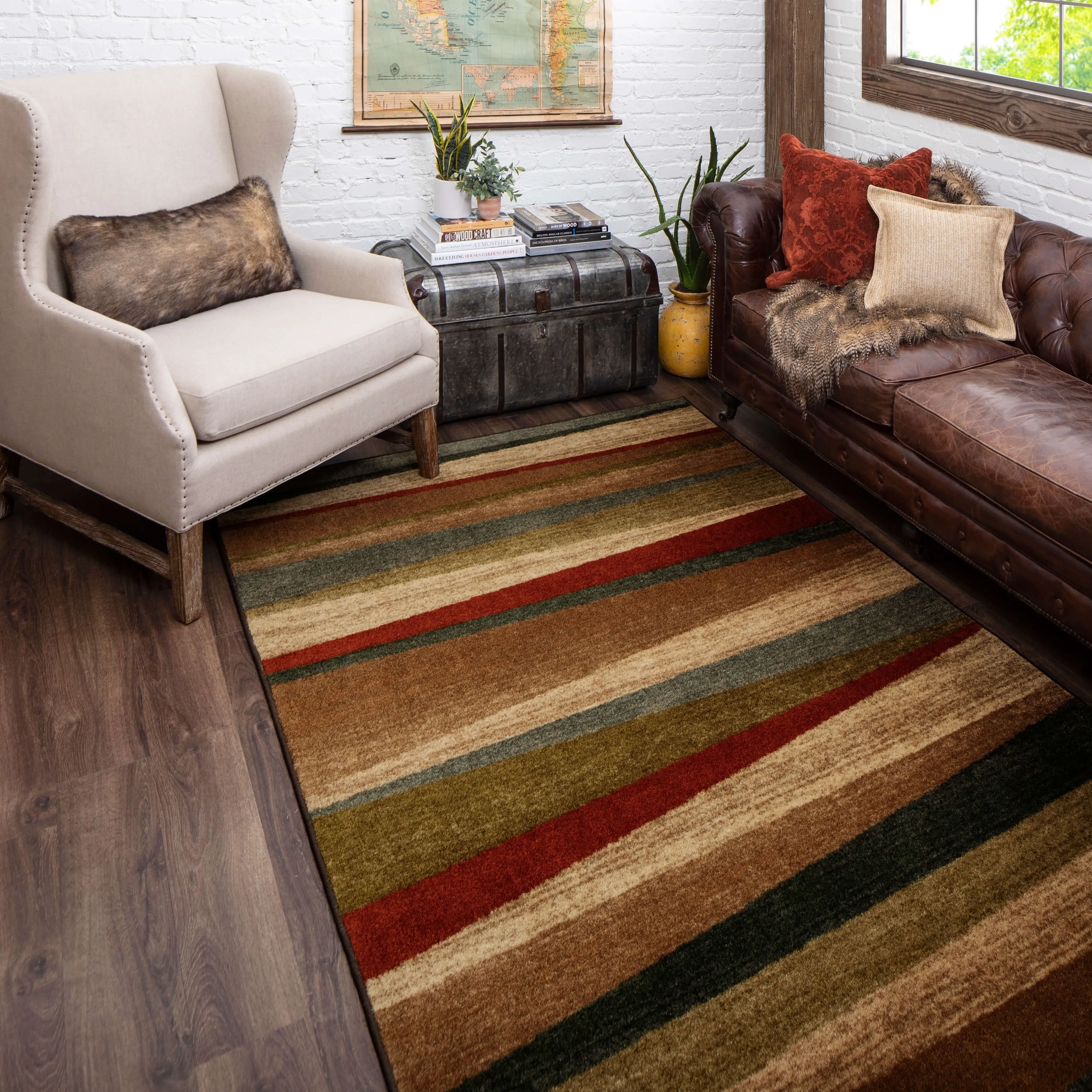 Mohawk Home Mayan Sunset Sierra Multicolor Stripe Area Rug