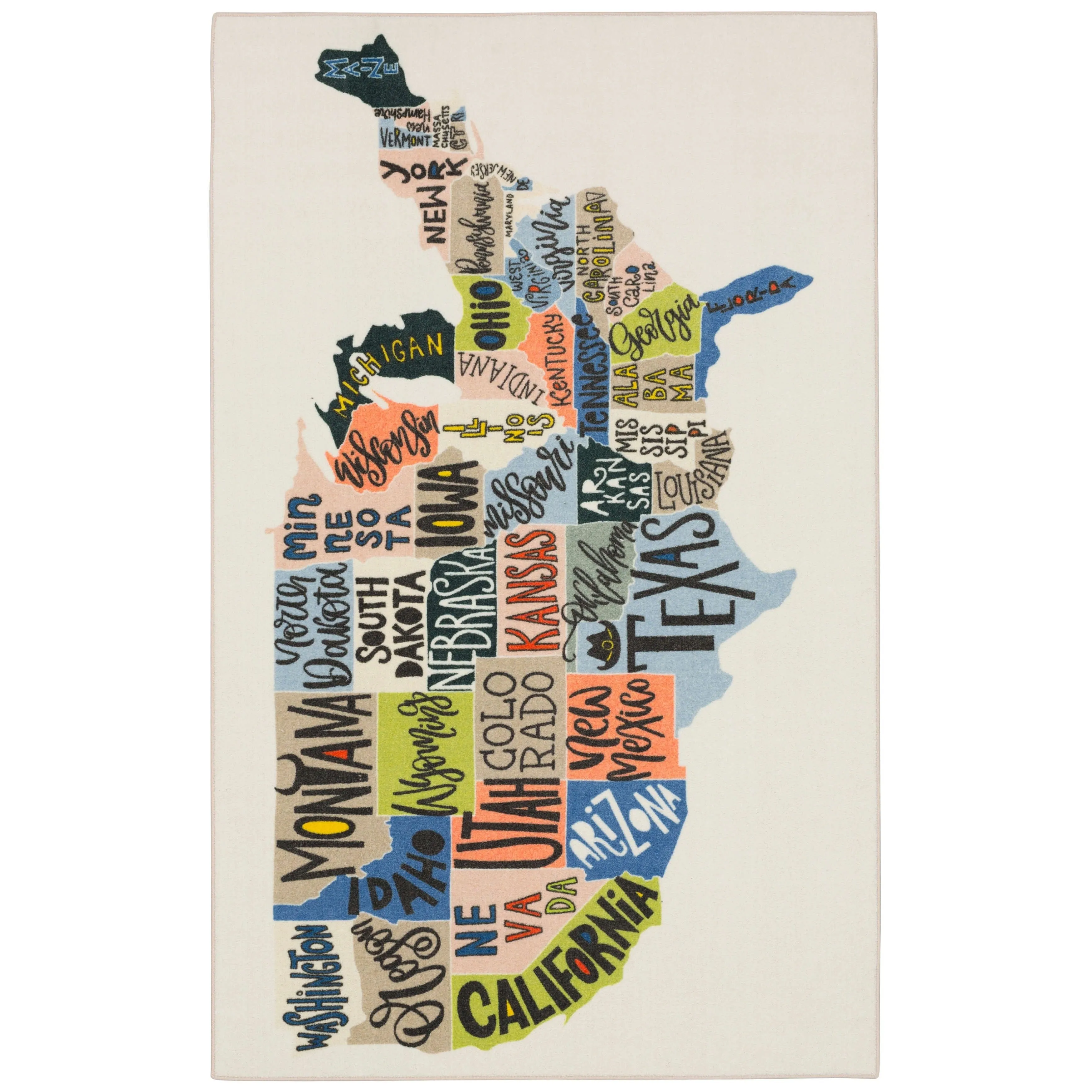 Mohawk Home United States Map Educational Kids' Area Rug
