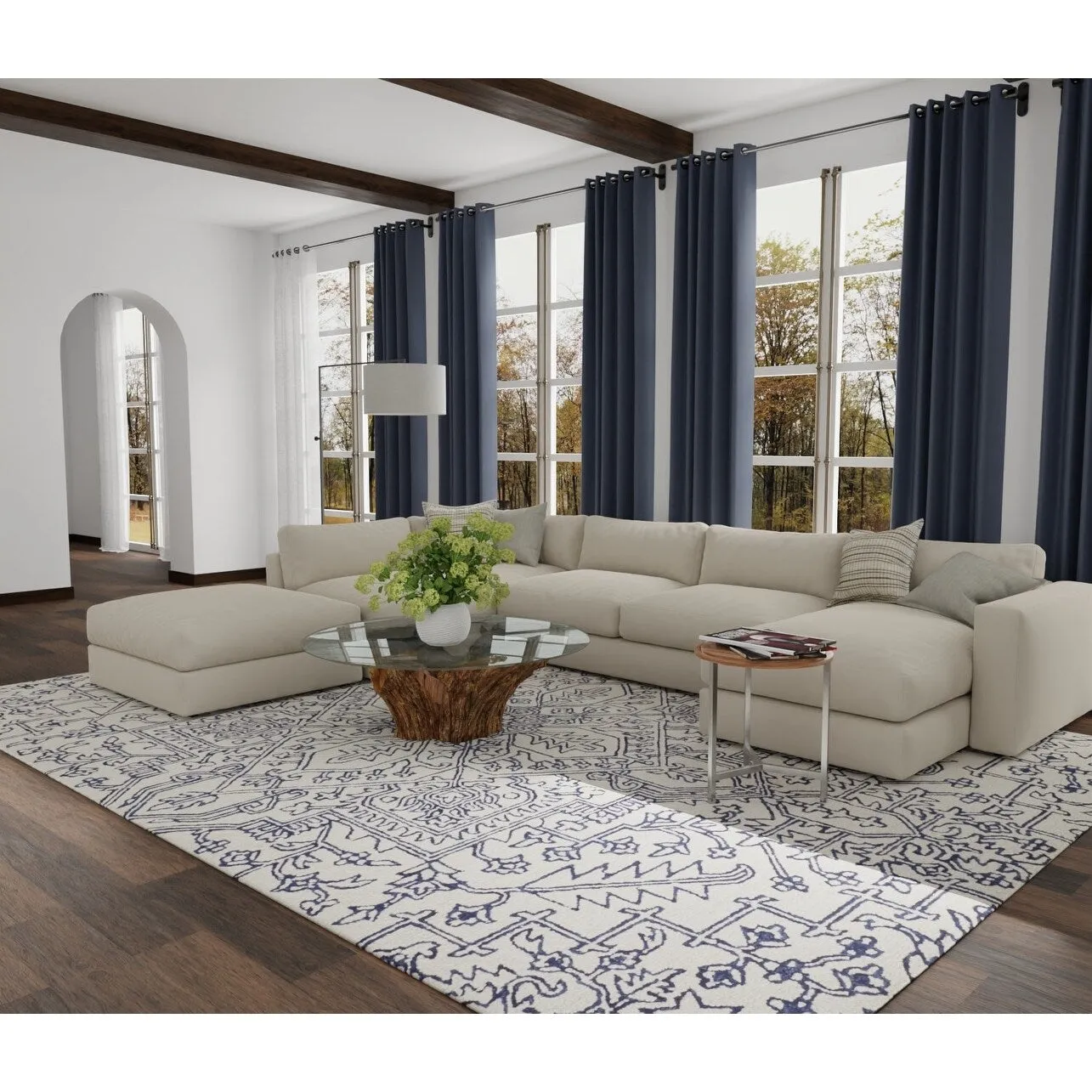 Natal R8778 Medallion Transitional Area Rug