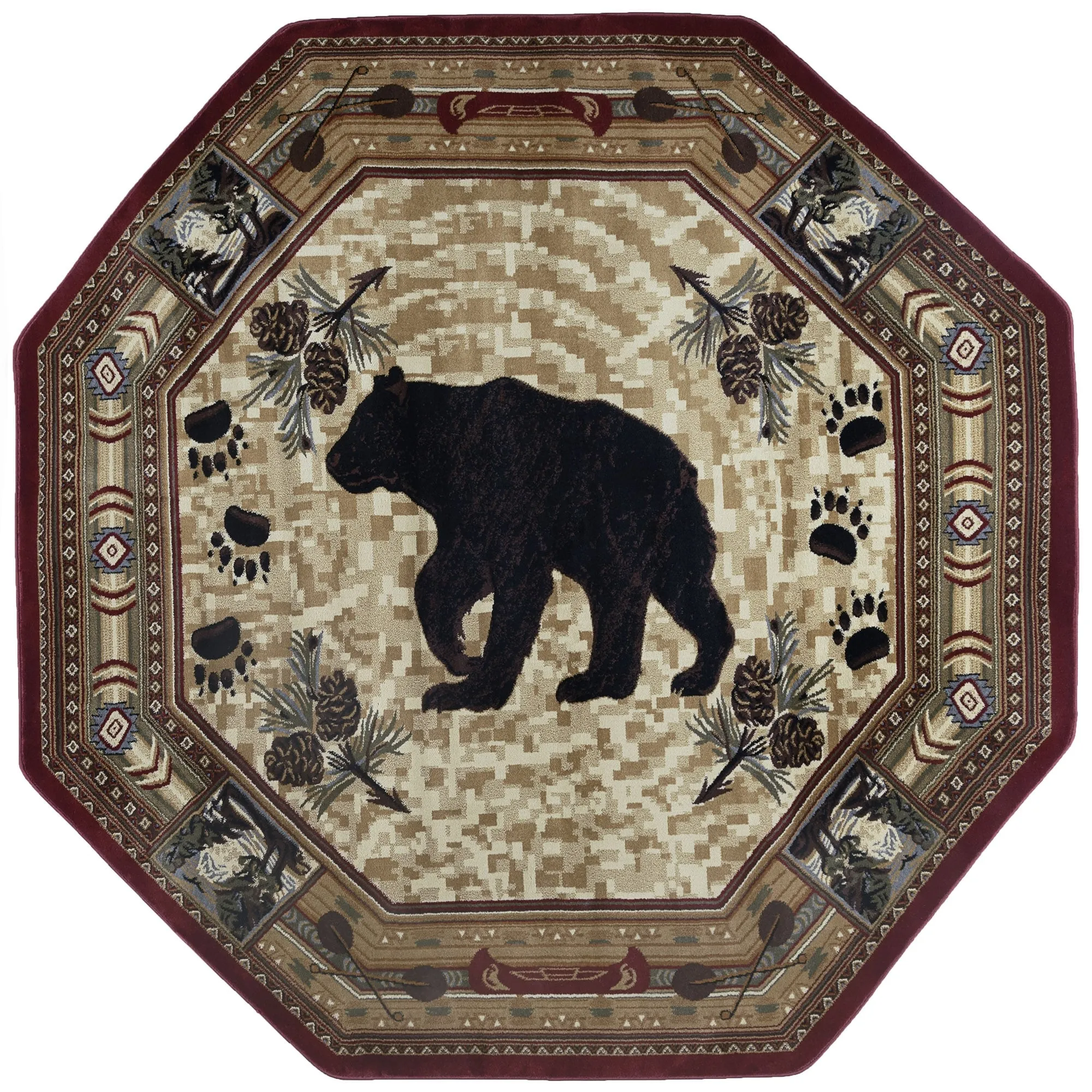 Natural Lodge Transitional Graphic Indoor Area Rug