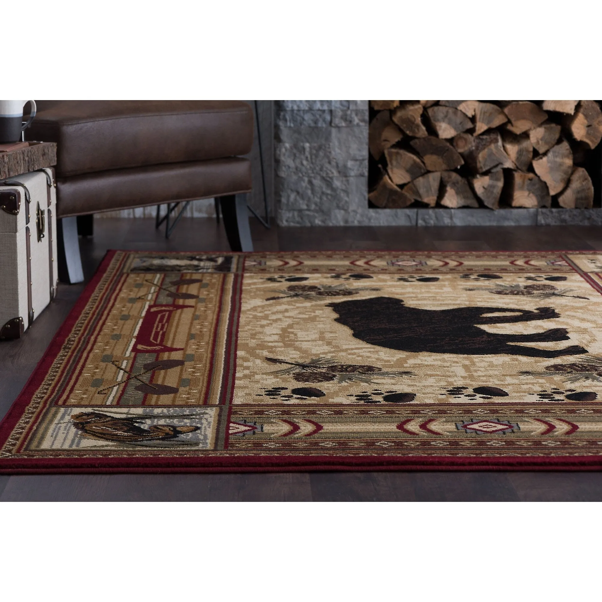 Natural Lodge Transitional Graphic Indoor Area Rug