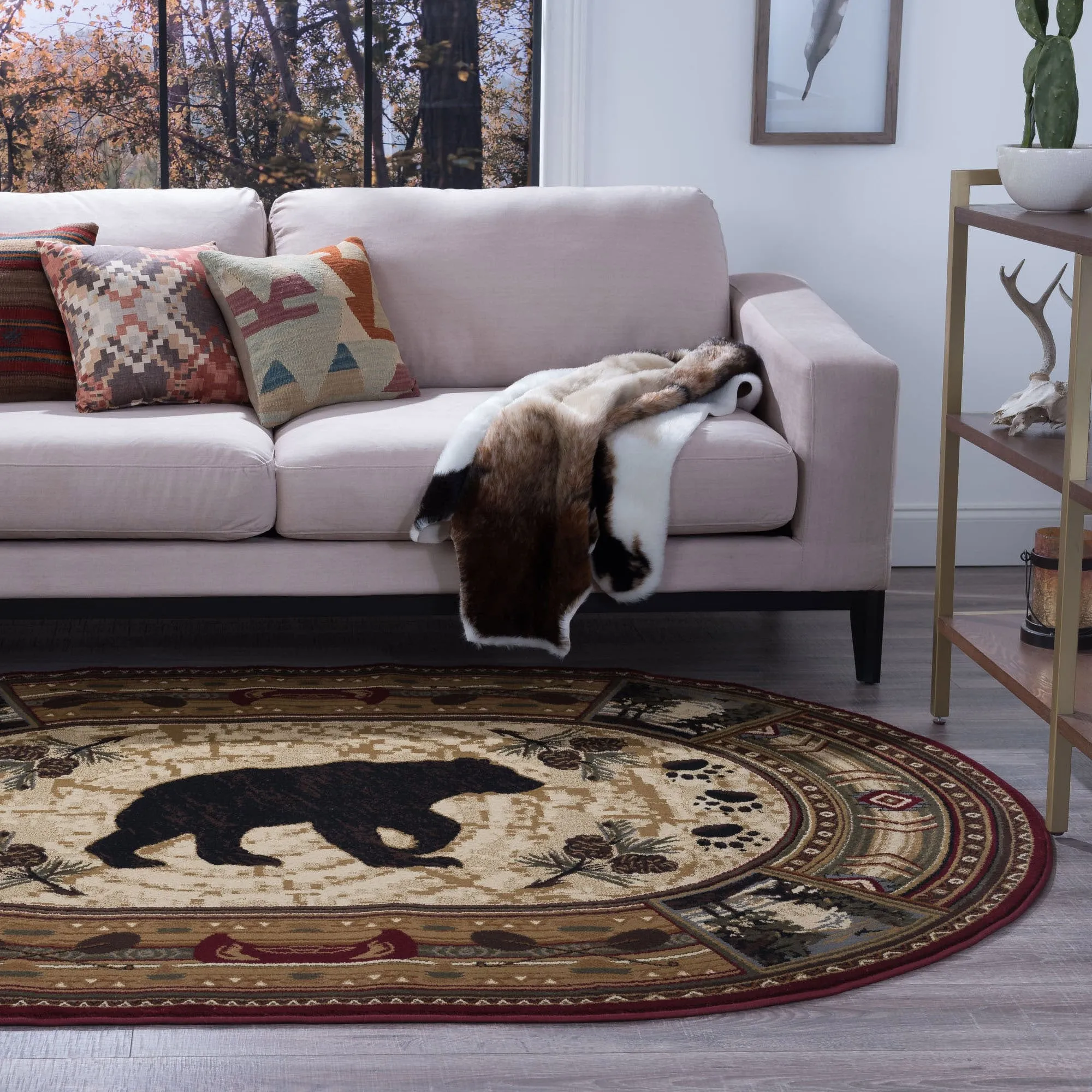 Natural Lodge Transitional Graphic Indoor Area Rug