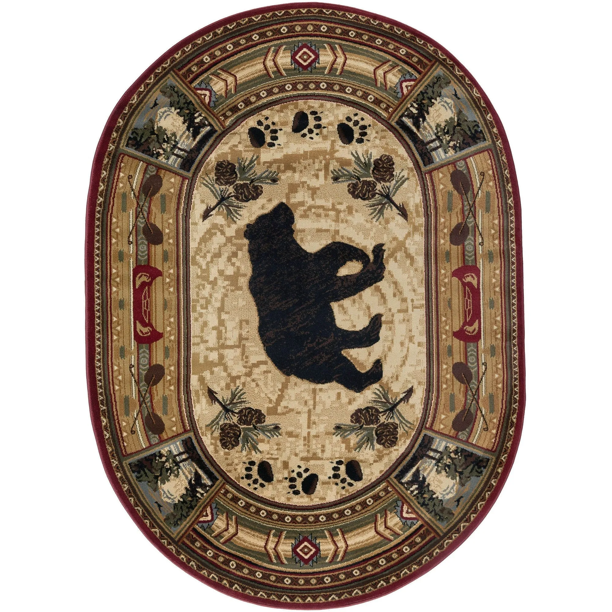 Natural Lodge Transitional Graphic Indoor Area Rug