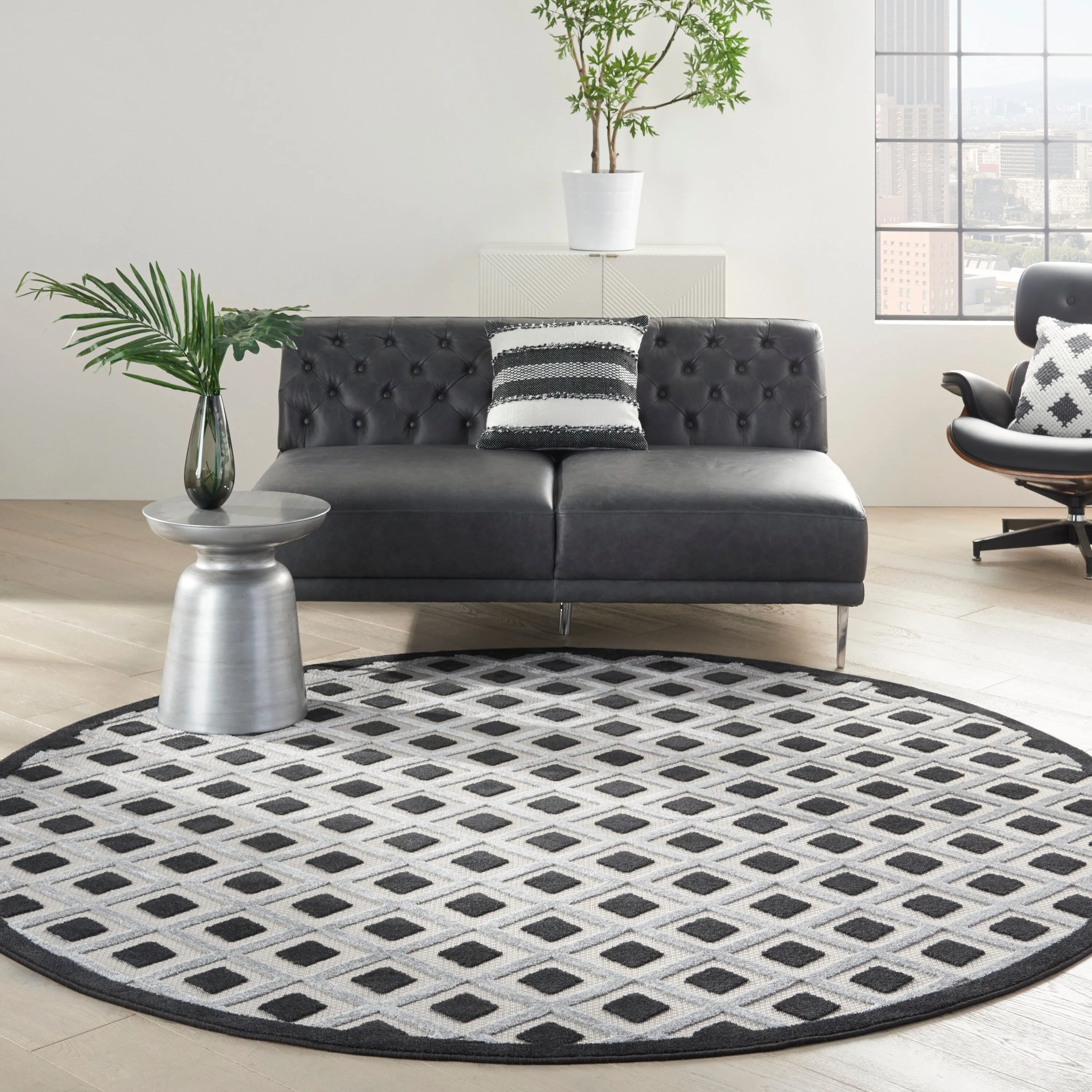Nourison Aloha Indoor/Outdoor Modern Geometric Diamond Area Rug