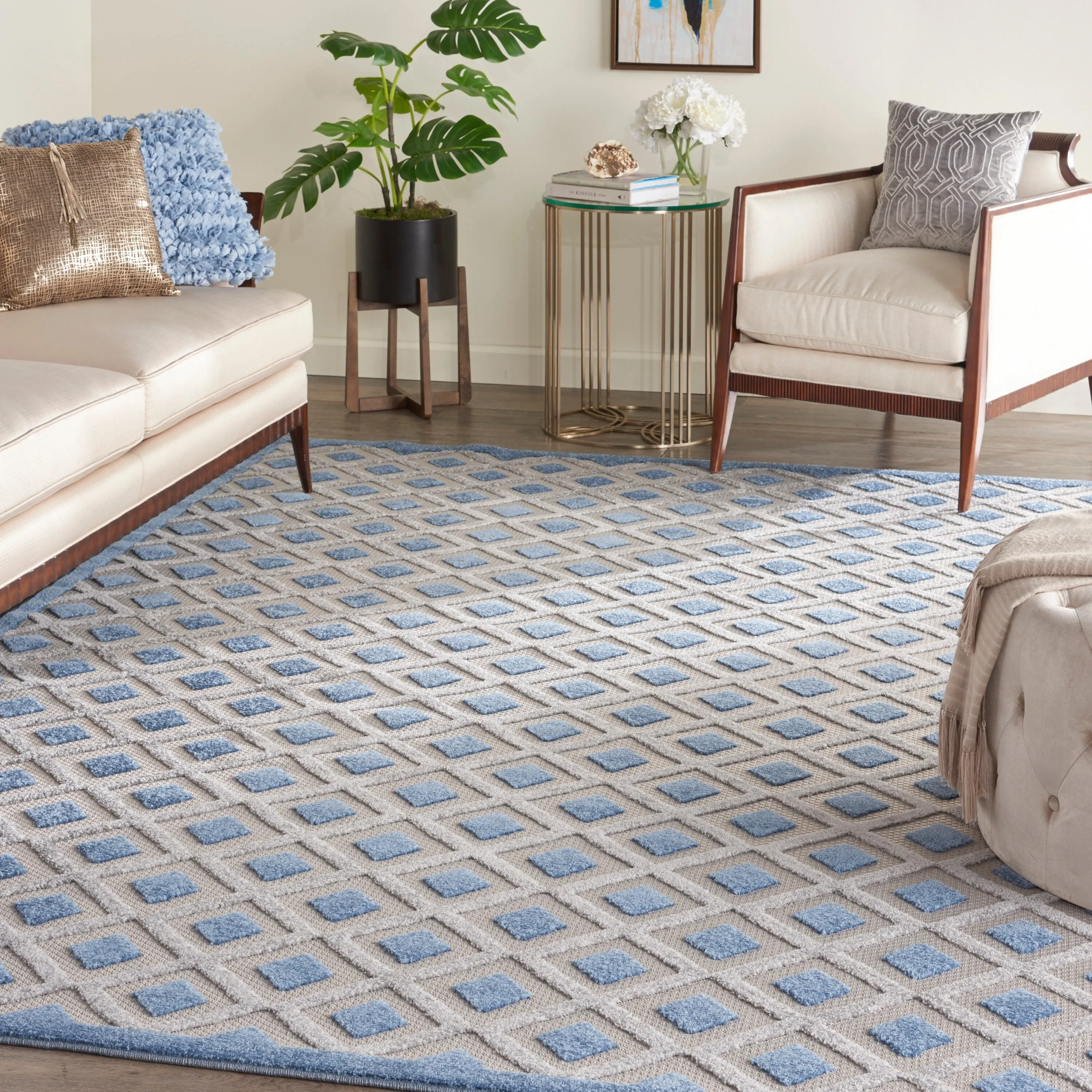 Nourison Aloha Indoor/Outdoor Modern Geometric Diamond Area Rug
